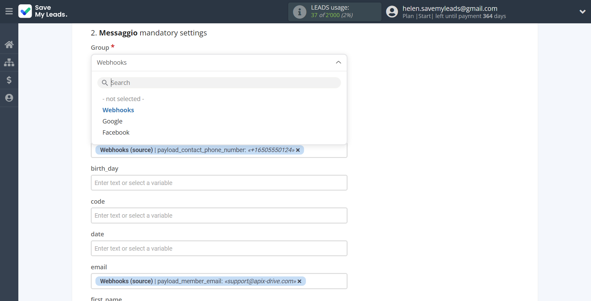 How to Connect Webhooks with Messaggio | Assigning fields How to Connect Webhooks with Messaggio | Assigning fields
