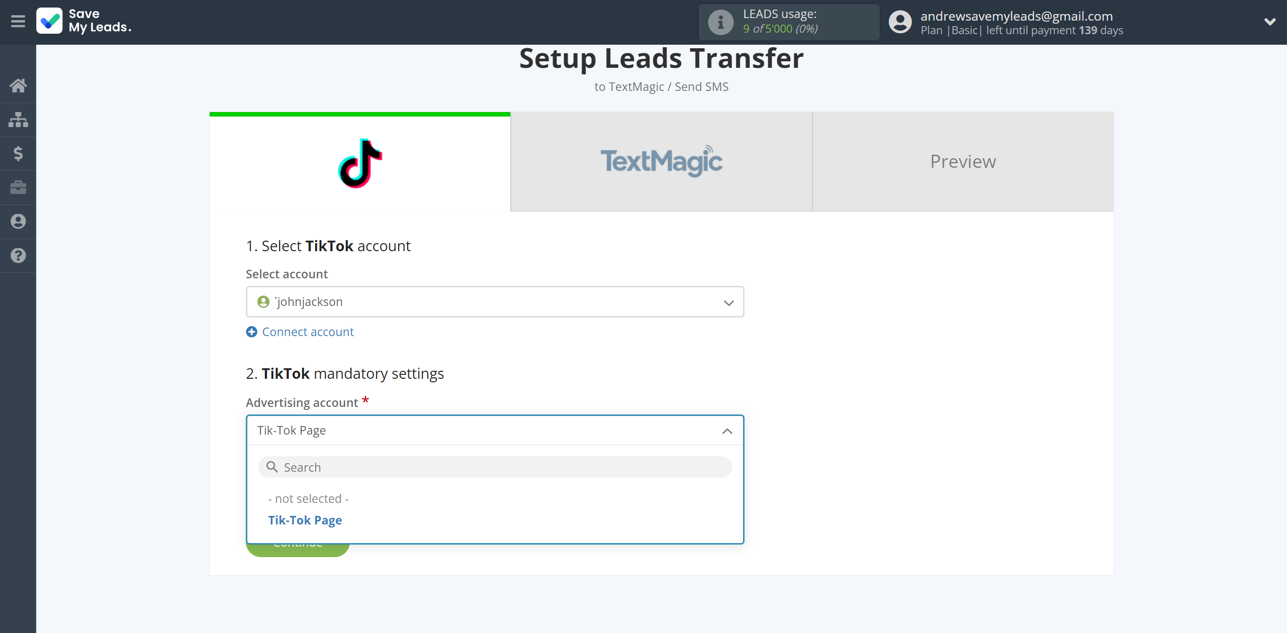 How to Connect TikTok with TextMagic | Data Source account connection How to Connect TikTok with TextMagic | Data Source account connection