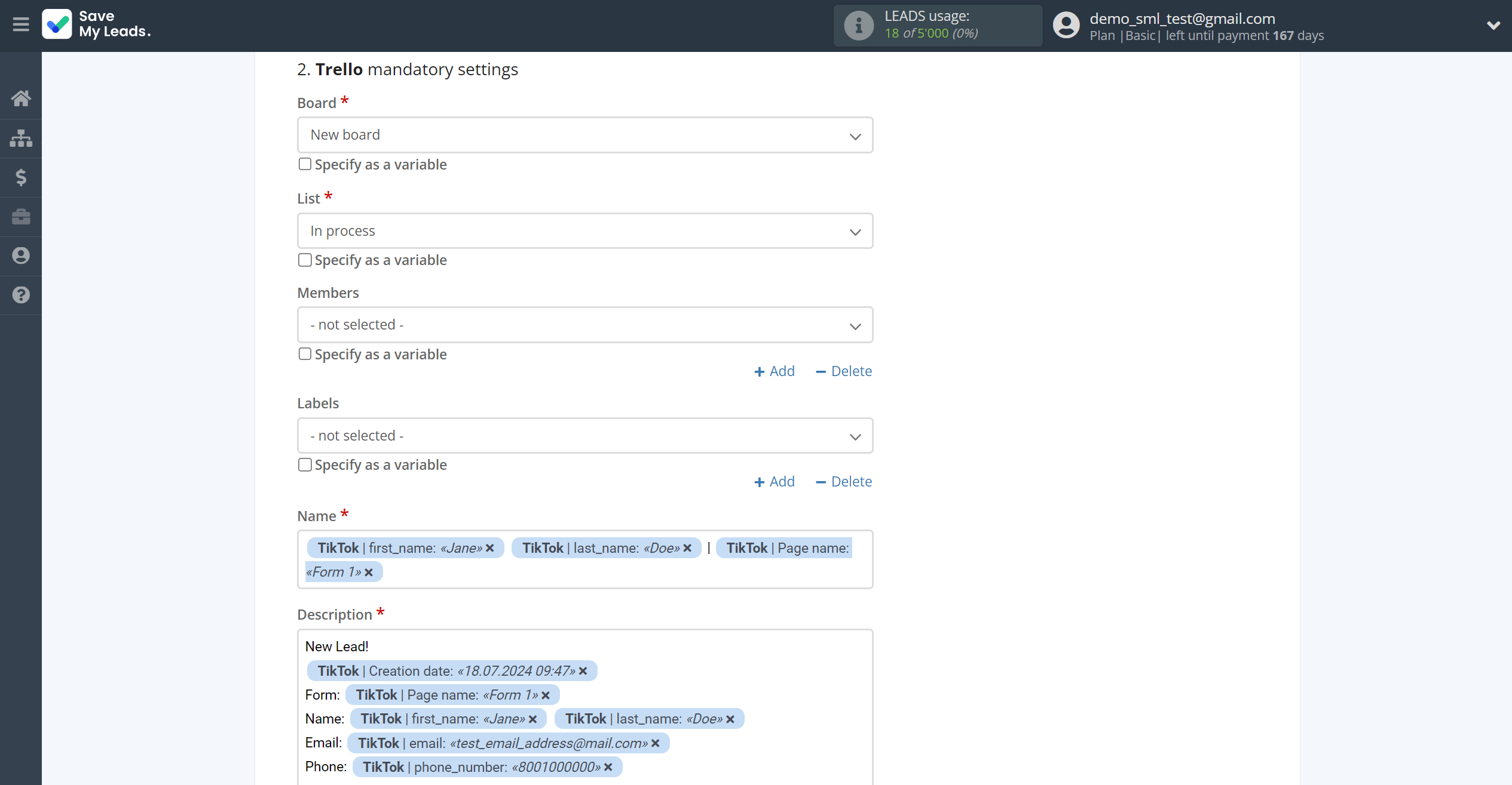 How to Connect TikTok with Trello | Assigning fields How to Connect TikTok with Trello | Assigning fields