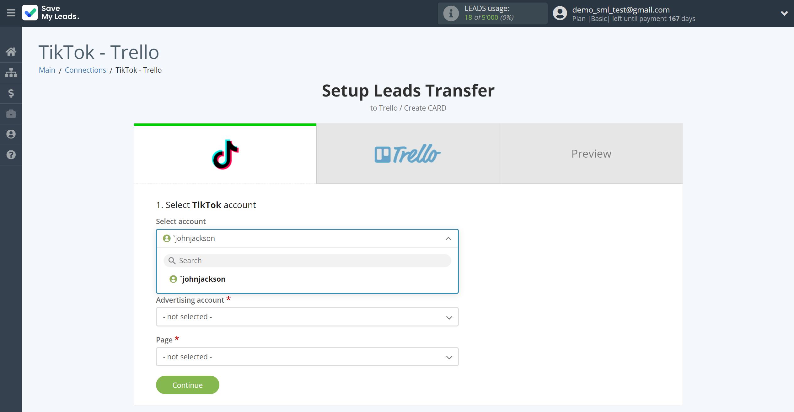 How to Connect TikTok with Trello | Data Source account selection How to Connect TikTok with Trello | Data Source account selection