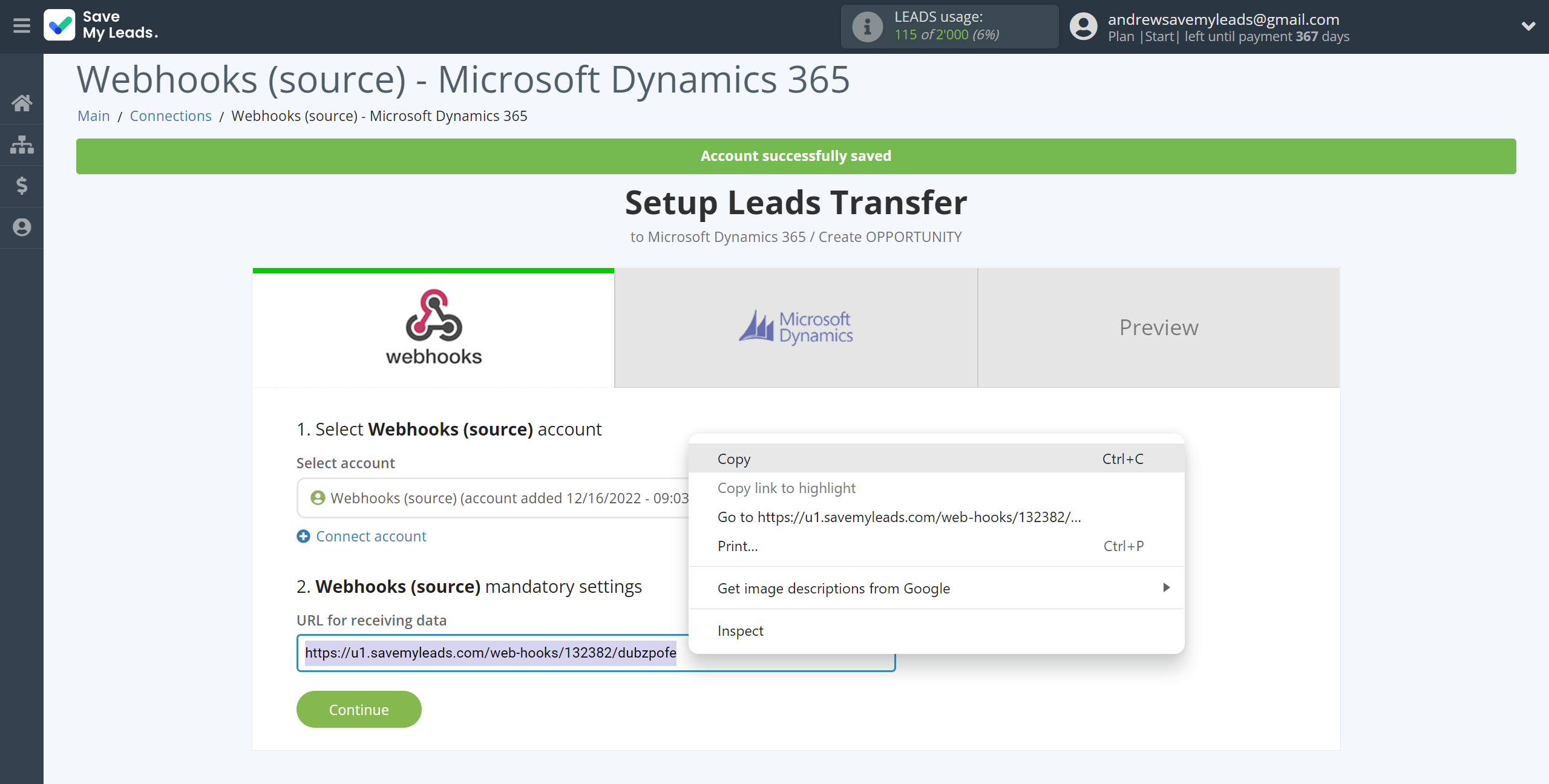 How to Connect Webhooks with Microsoft Dynamics 365 Create Opportunity | Data Source account connection How to Connect Webhooks with Microsoft Dynamics 365 Create Opportunity | Data Source account connection