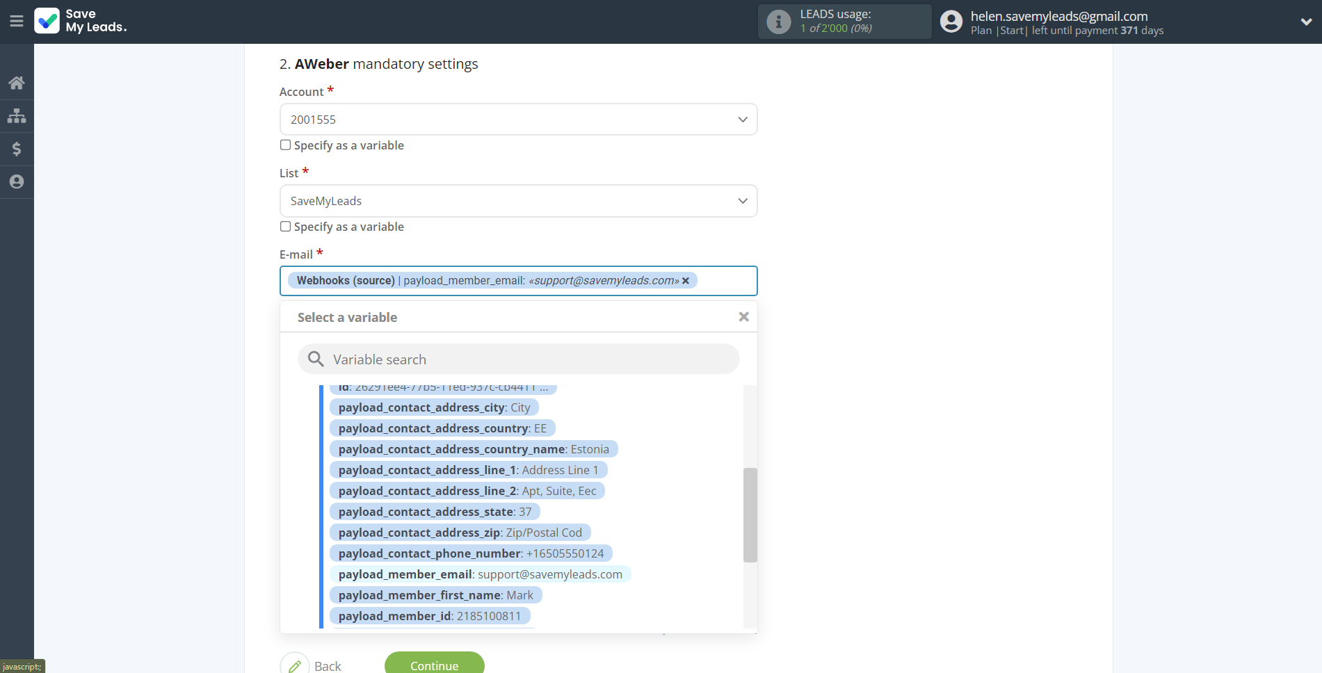 How to Connect Webhooks with AWeber | Assigning fields How to Connect Webhooks with AWeber | Assigning fields