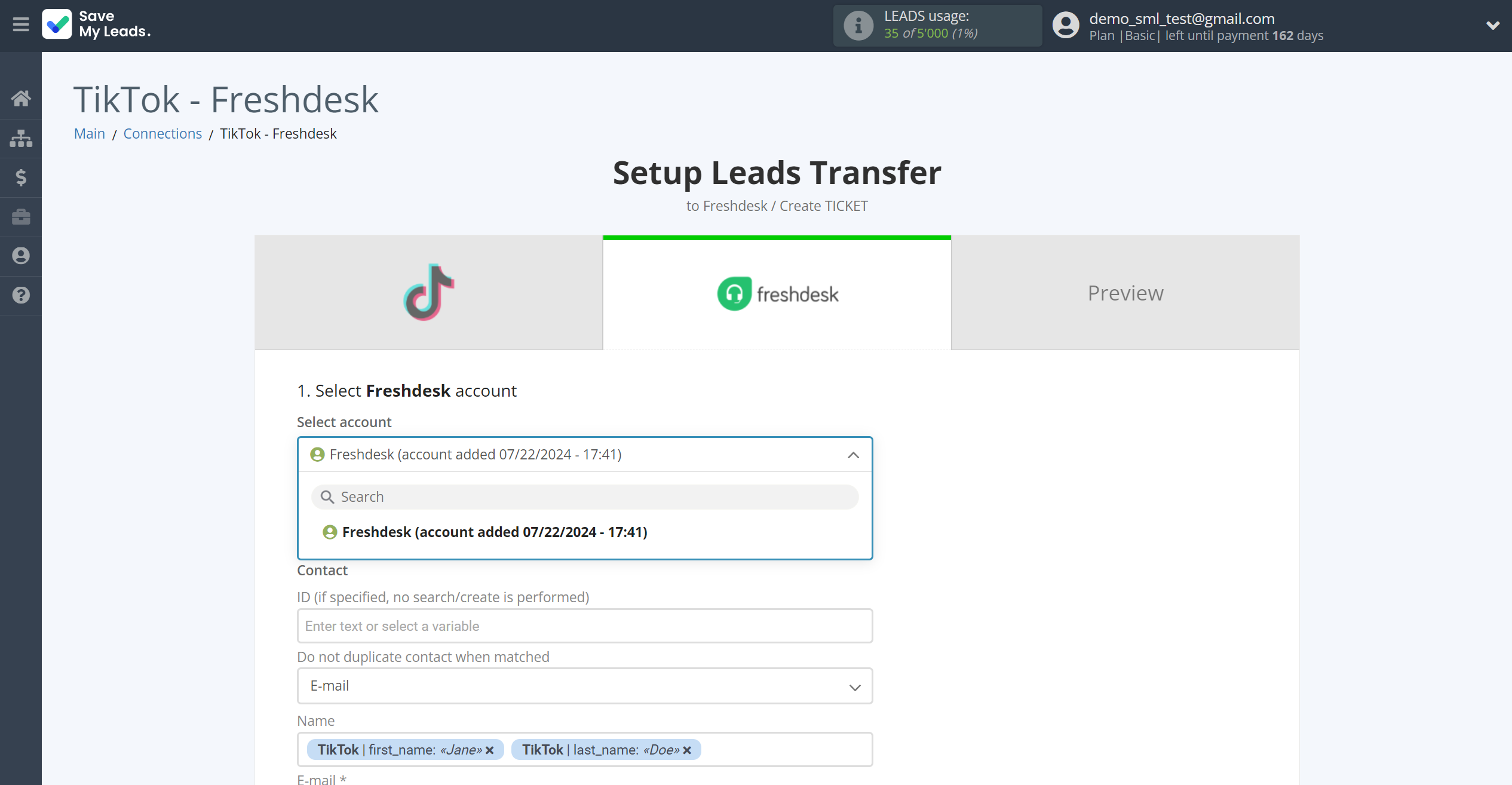 How to Connect TikTok with Freshdesk Create Ticket | Data Destination account selection How to Connect TikTok with Freshdesk Create Ticket | Data Destination account selection