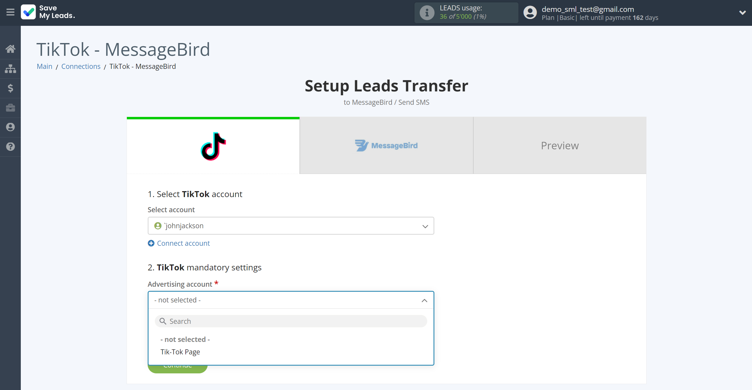 How to Connect TikTok with MessageBird | Data Source account connection How to Connect TikTok with MessageBird | Data Source account connection
