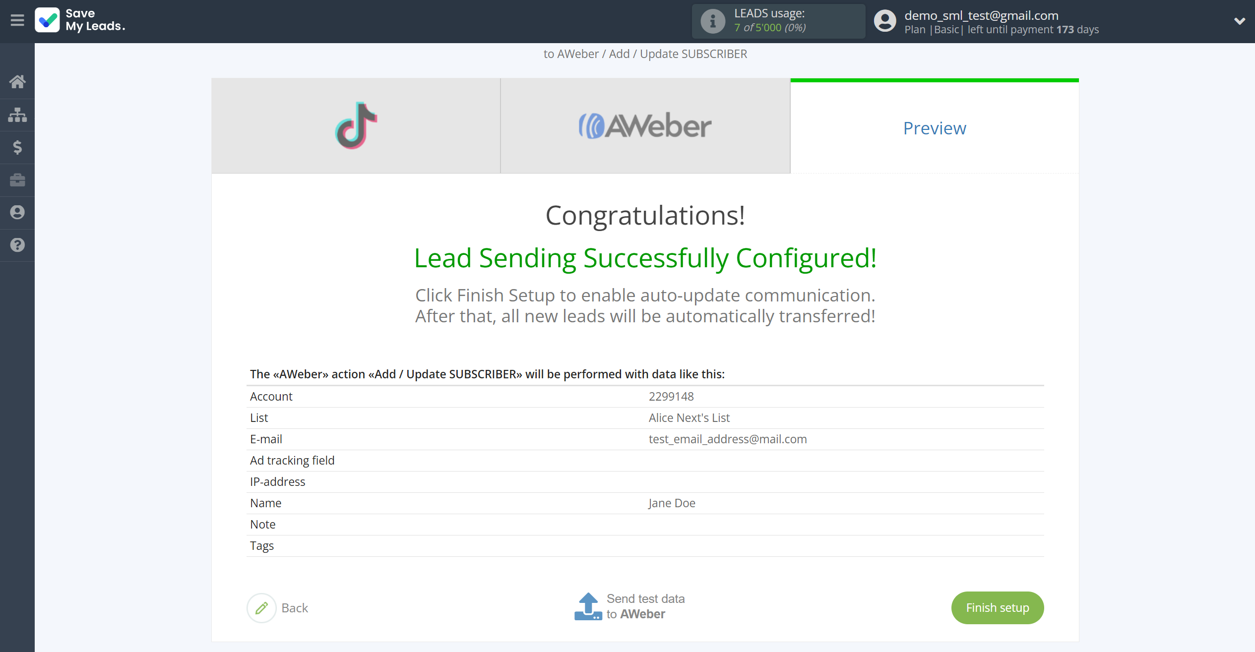 How to Connect TikTok with AWeber | Test data How to Connect TikTok with AWeber | Test data