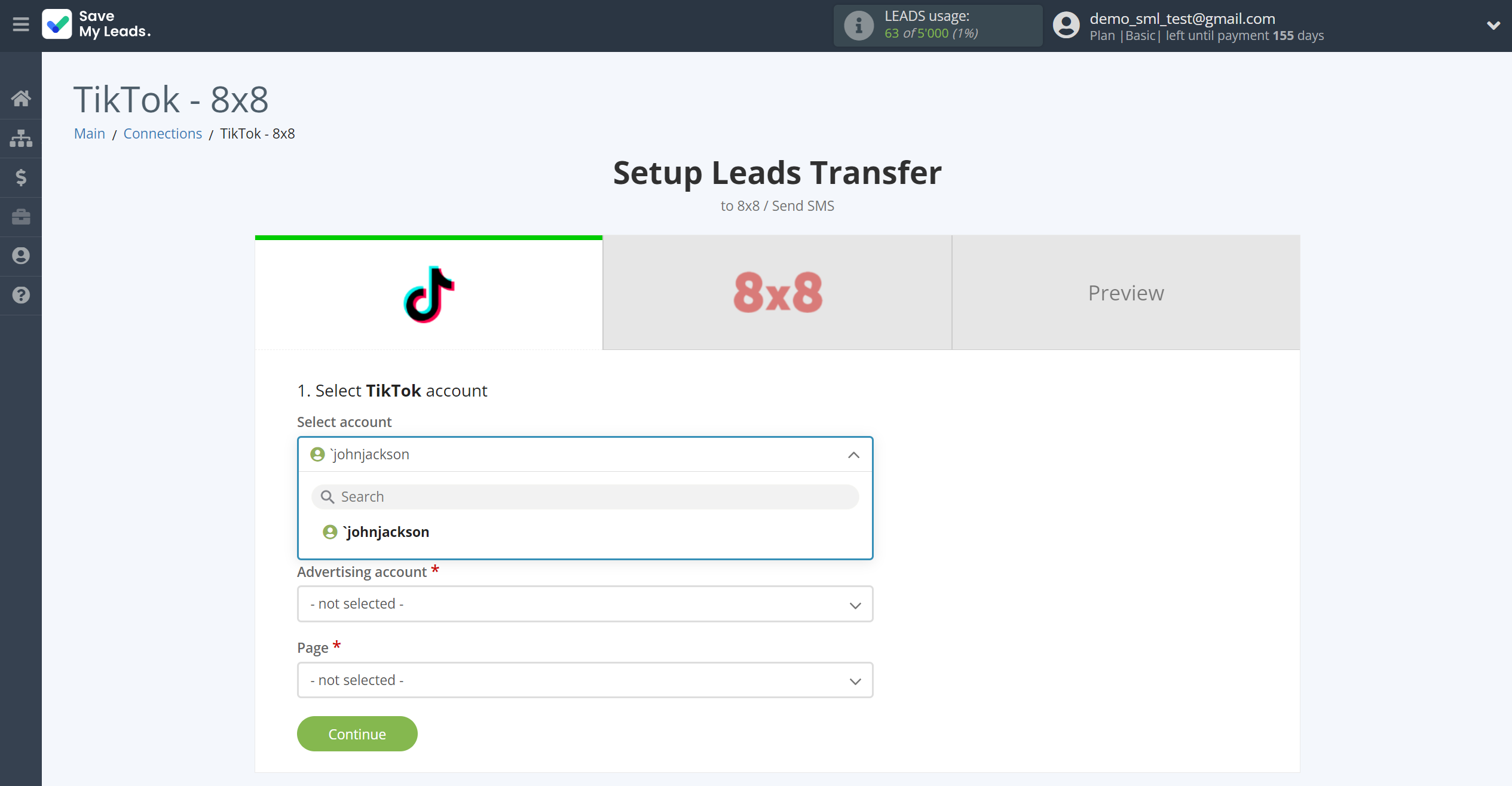 How to Connect TikTok with 8x8 | Data Source account selection How to Connect TikTok with 8x8 | Data Source account selection