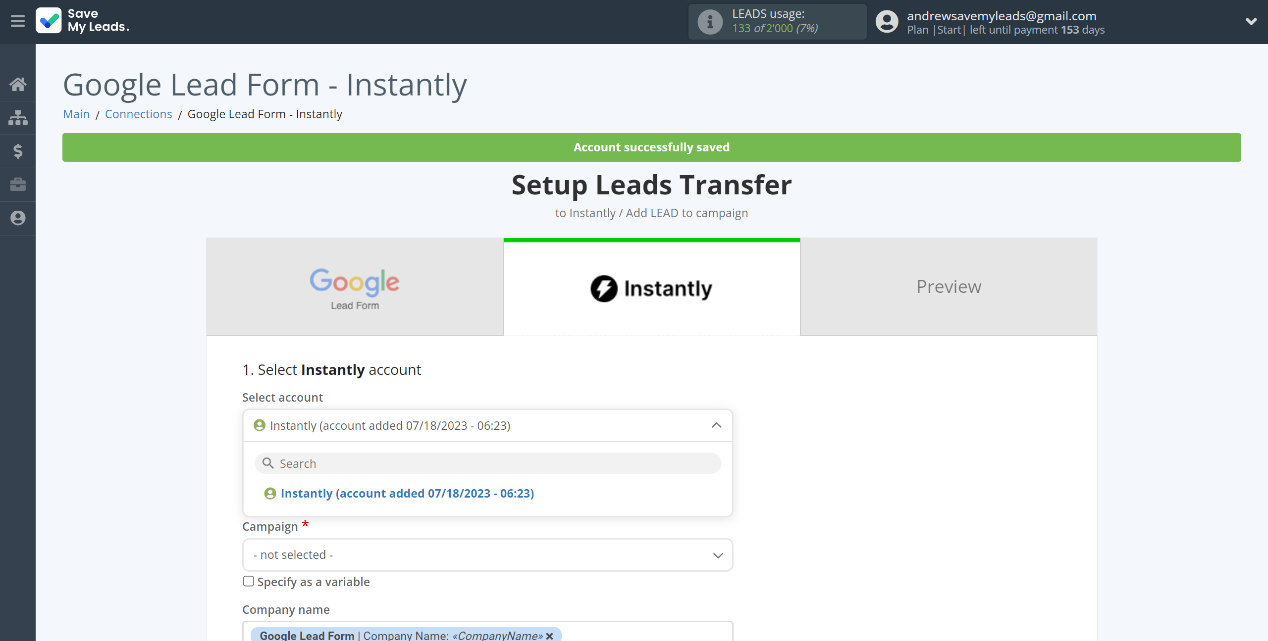 How to Connect Google Lead Form with Instantly Add lead to campaign | Data Destination account selection How to Connect Google Lead Form with Instantly Add lead to campaign | Data Destination account selection