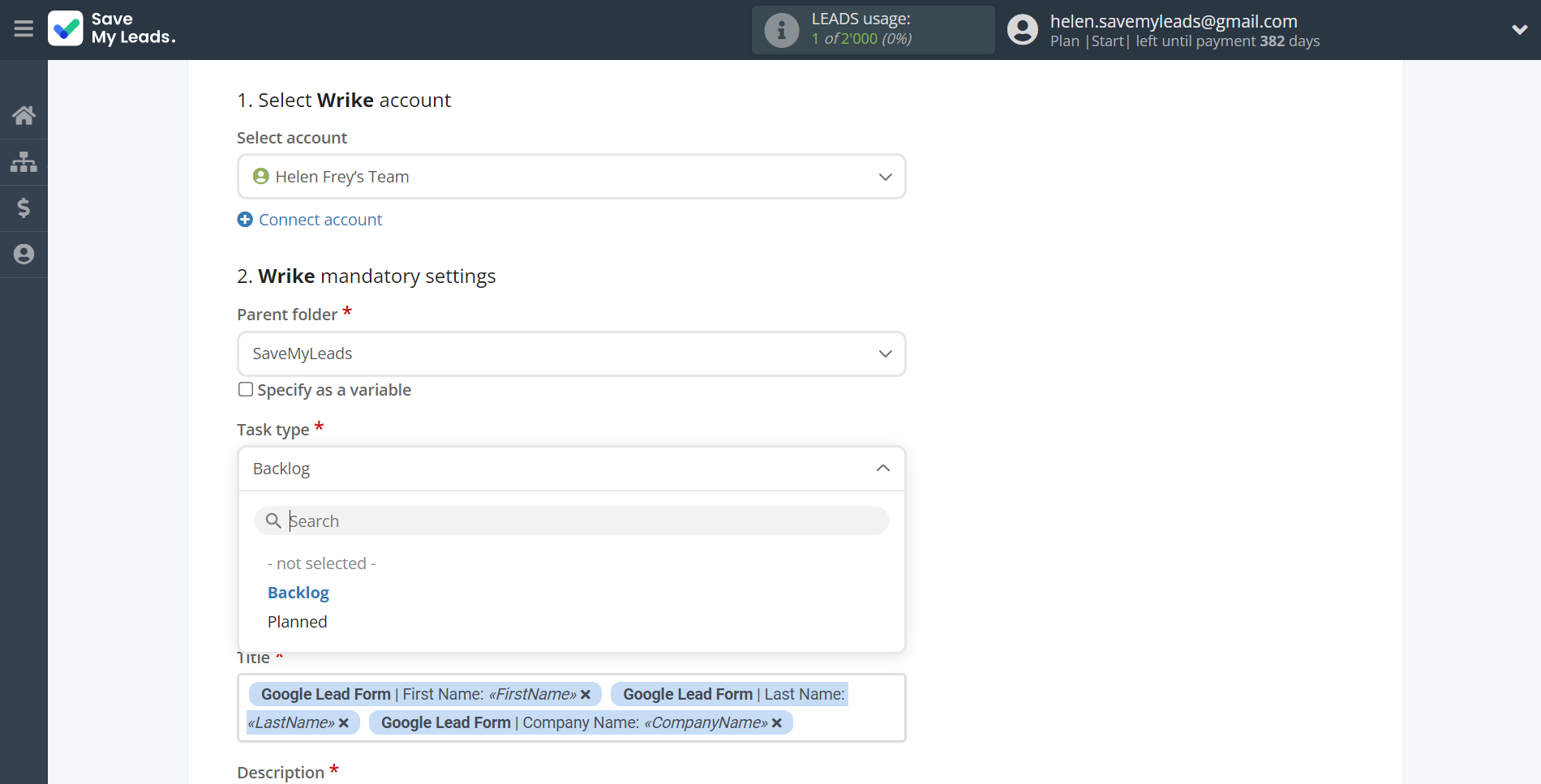 How to Connect Google Lead Form with Wrike | Assigning fields How to Connect Google Lead Form with Wrike | Assigning fields