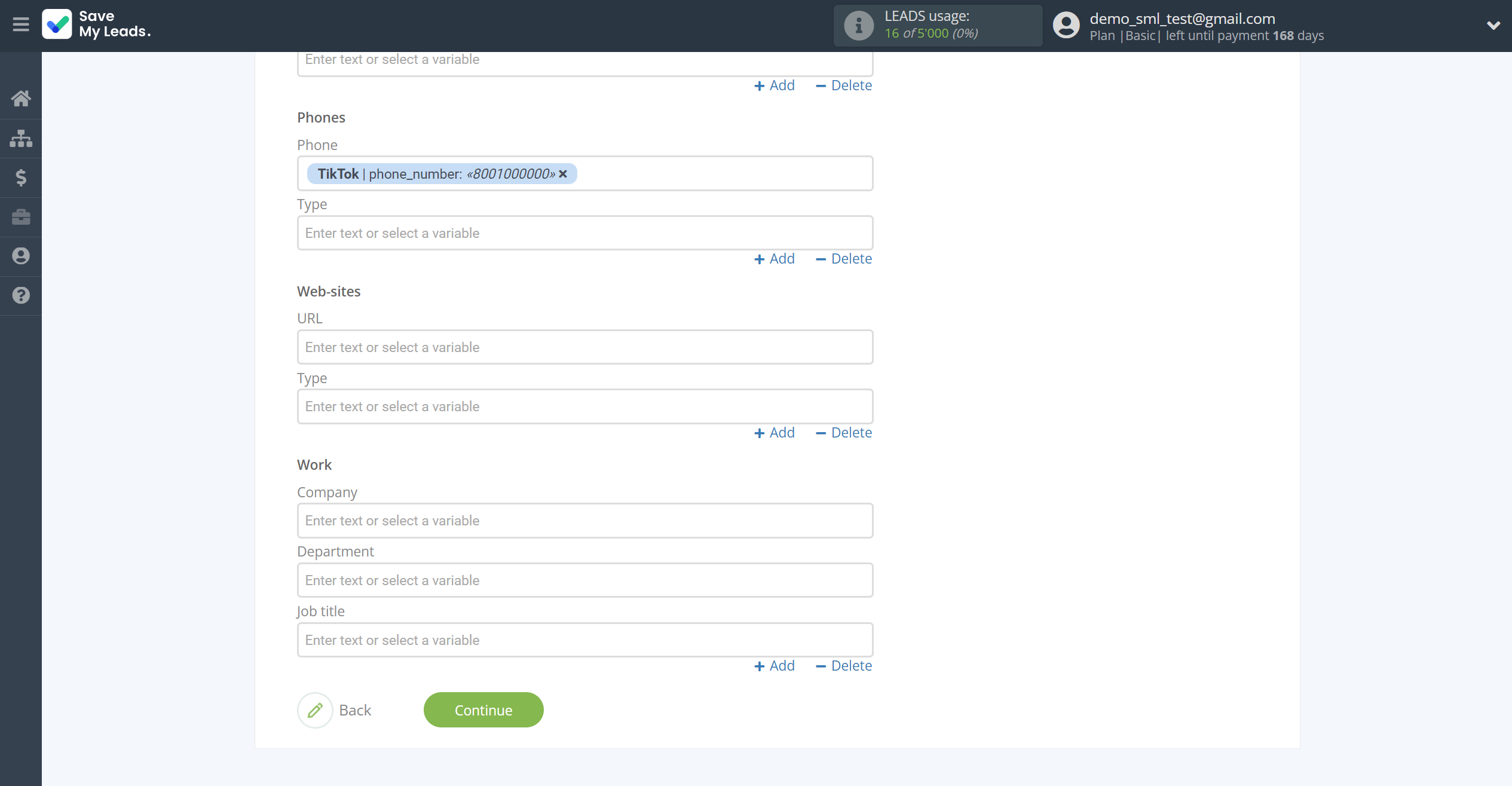 How to Connect TikTok with Google Contacts | Assigning fields How to Connect TikTok with Google Contacts | Assigning fields