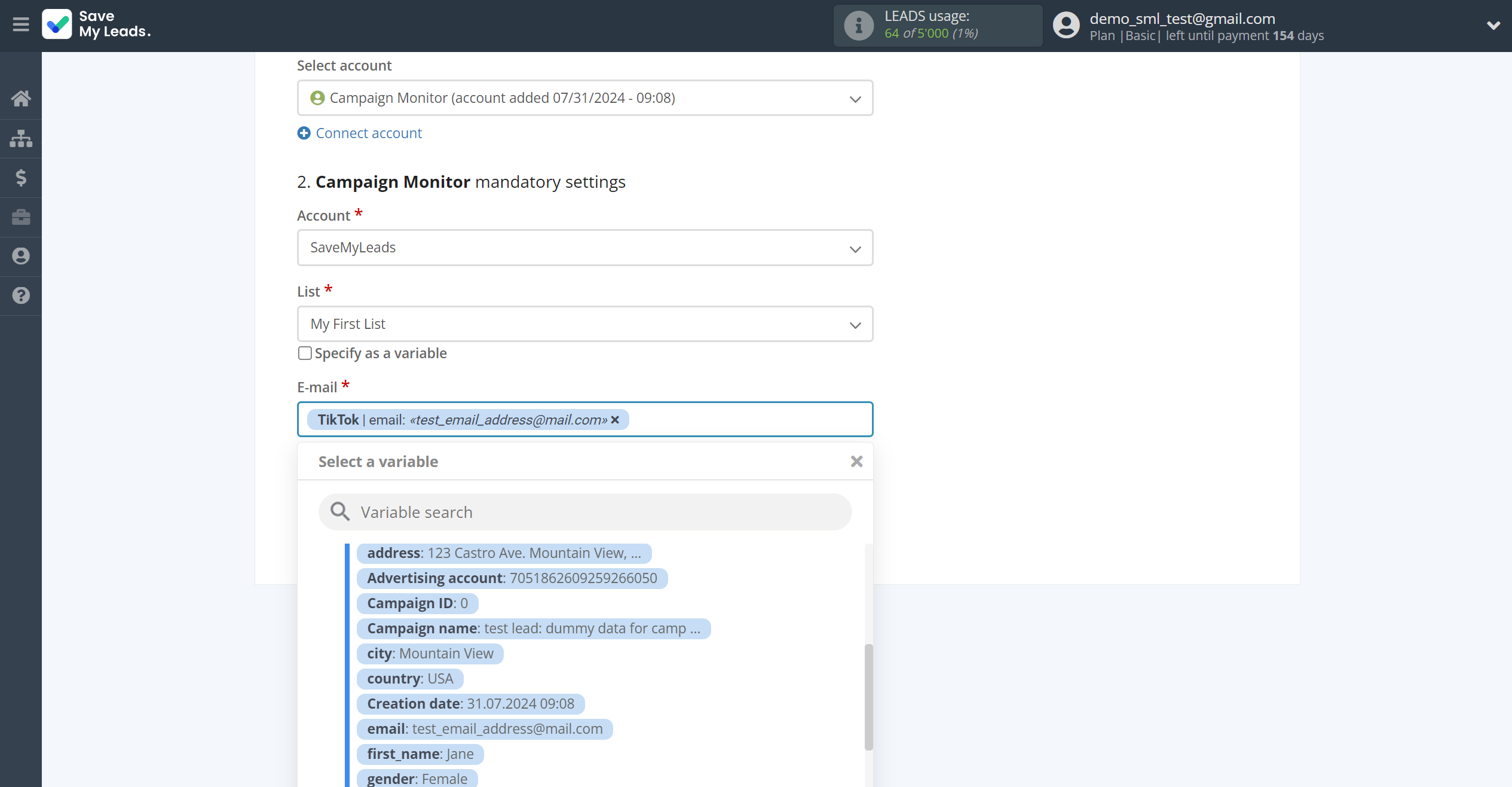 How to Connect TikTok with Campaign Monitor | Assigning fields How to Connect TikTok with Campaign Monitor | Assigning fields