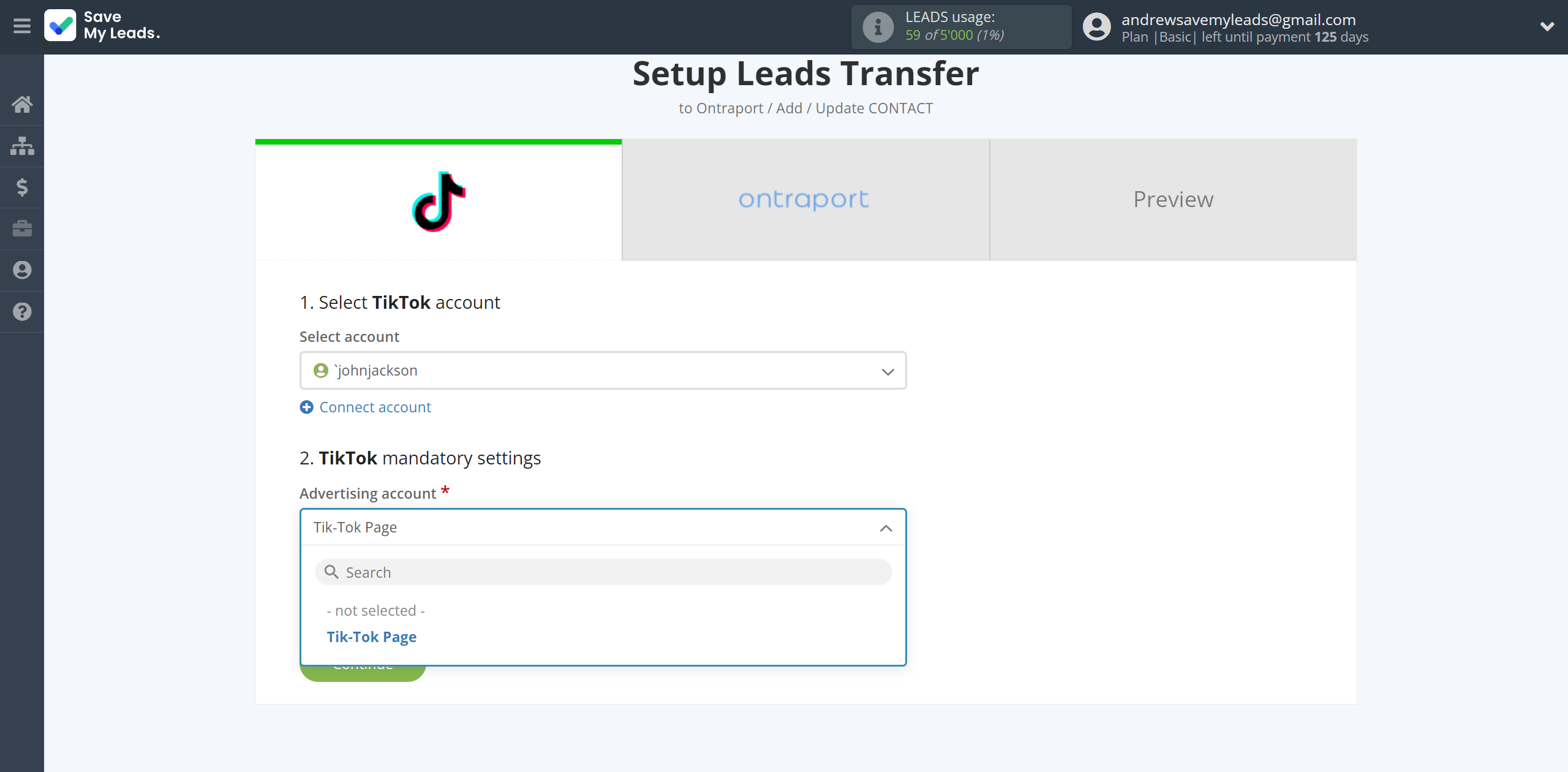 How to Connect TikTok with Ontraport | Data Source account connection How to Connect TikTok with Ontraport | Data Source account connection