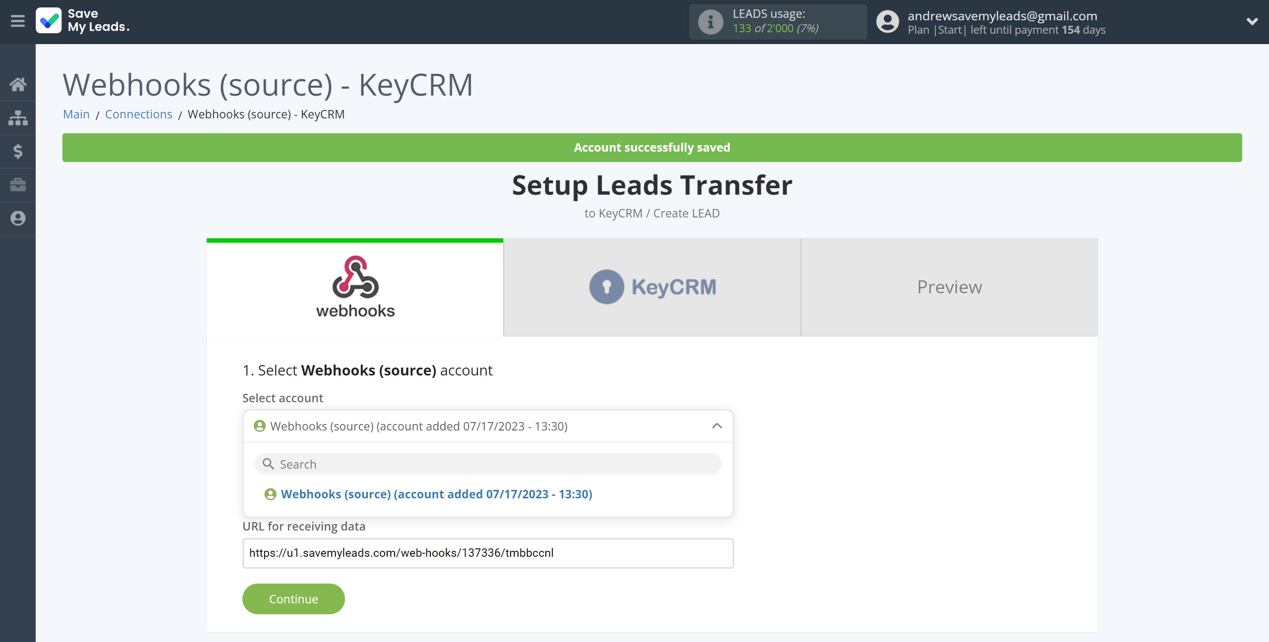 How to Connect Webhooks with KeyCRM Create Lead | Data Source account selection How to Connect Webhooks with KeyCRM Create Lead | Data Source account selection