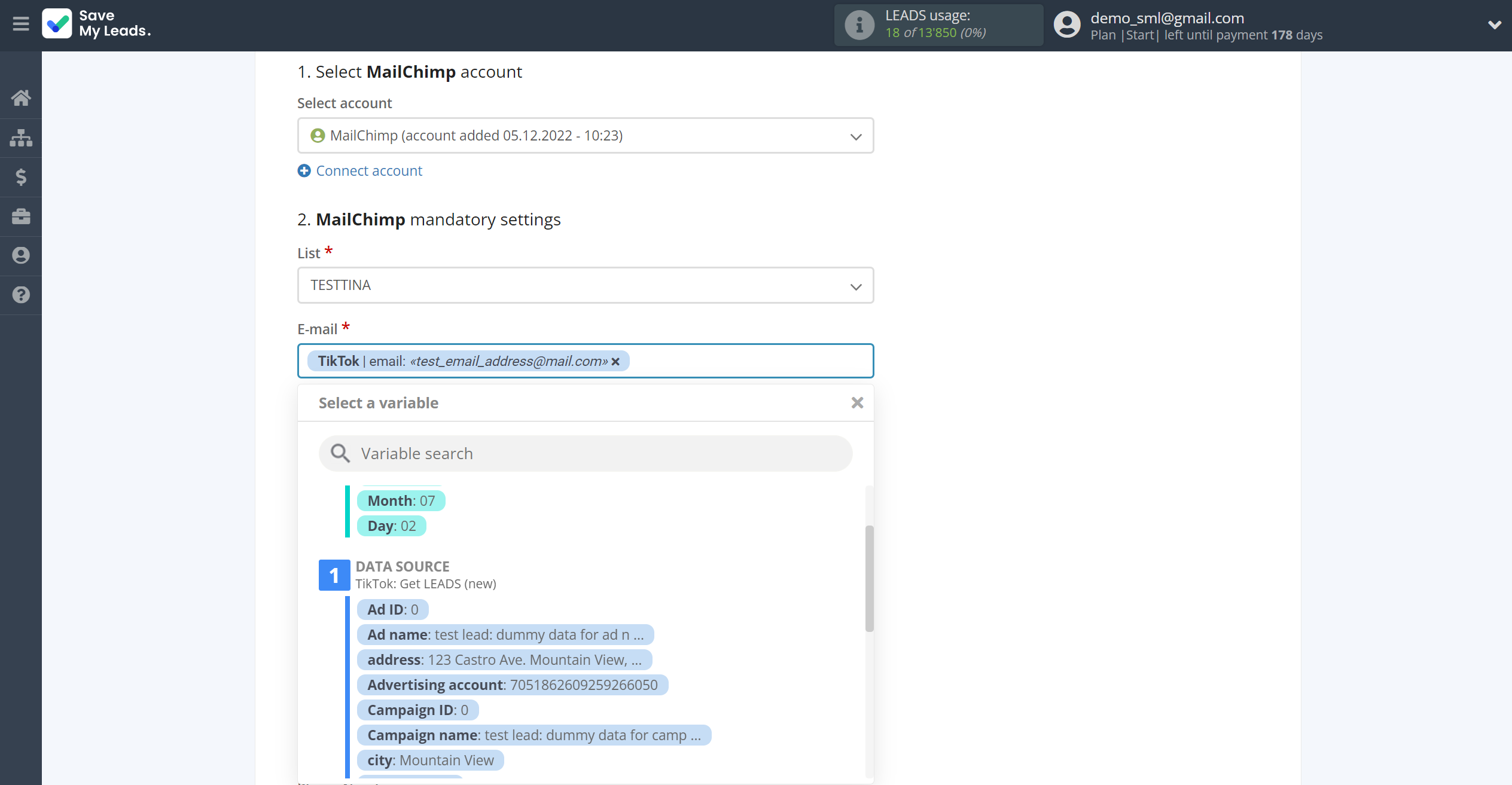 How to Connect TikTok with MailChimp | Assigning fields How to Connect TikTok with MailChimp | Assigning fields