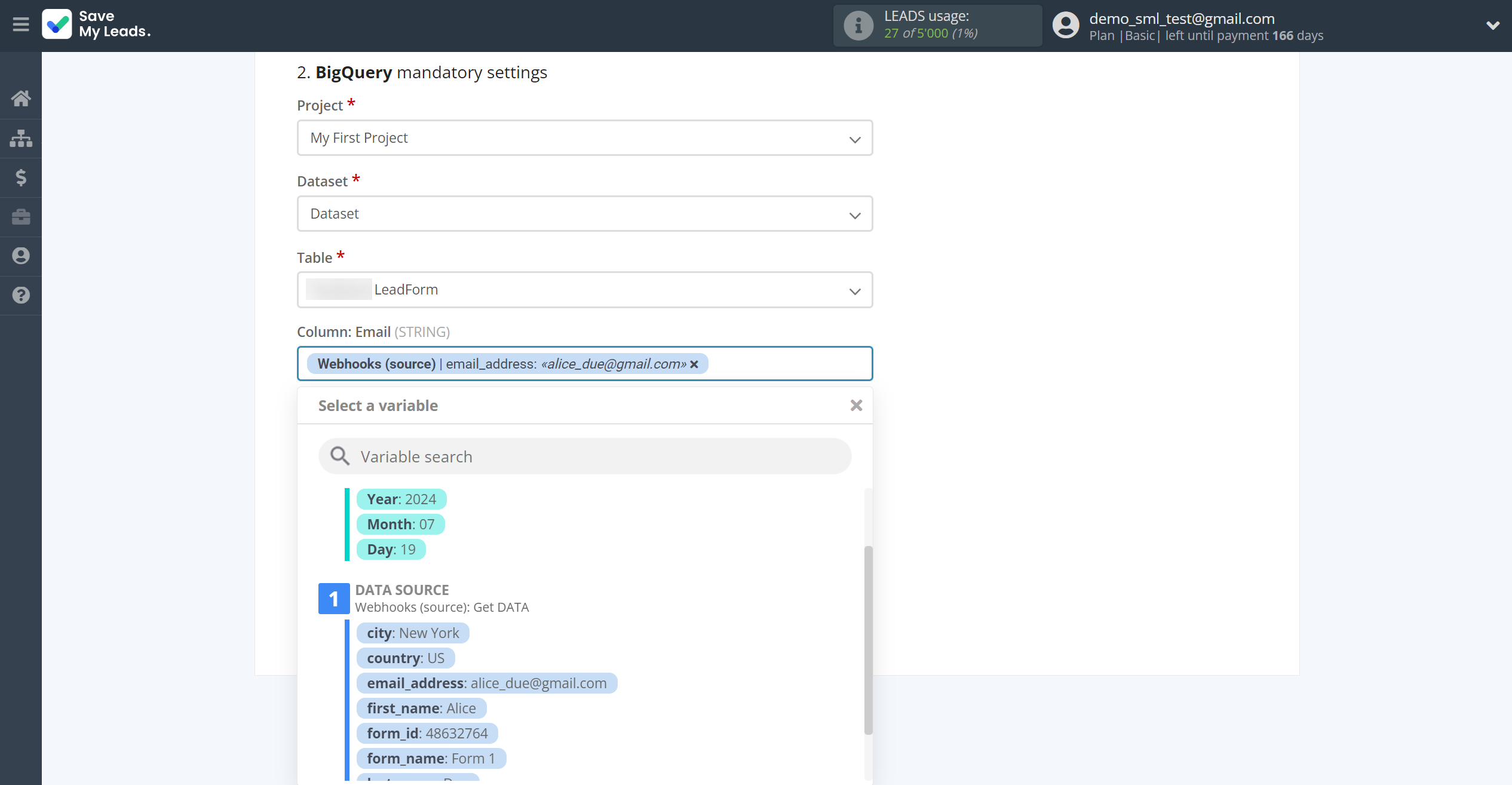 How to Connect Webhooks with BigQuery | Assigning fields How to Connect Webhooks with BigQuery | Assigning fields