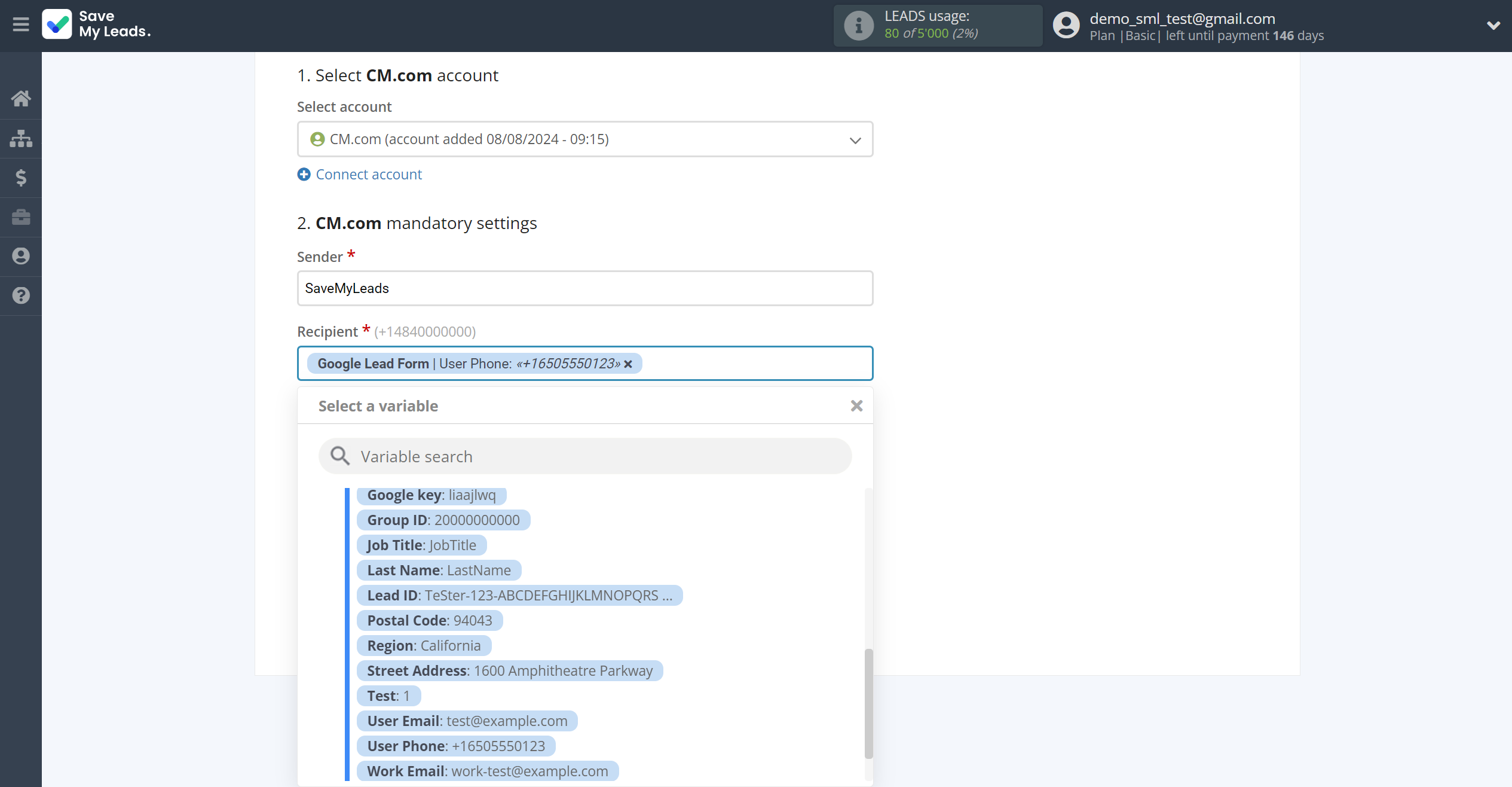 How to Connect Google Lead Form with CM.com | Assigning fields How to Connect Google Lead Form with CM.com | Assigning fields