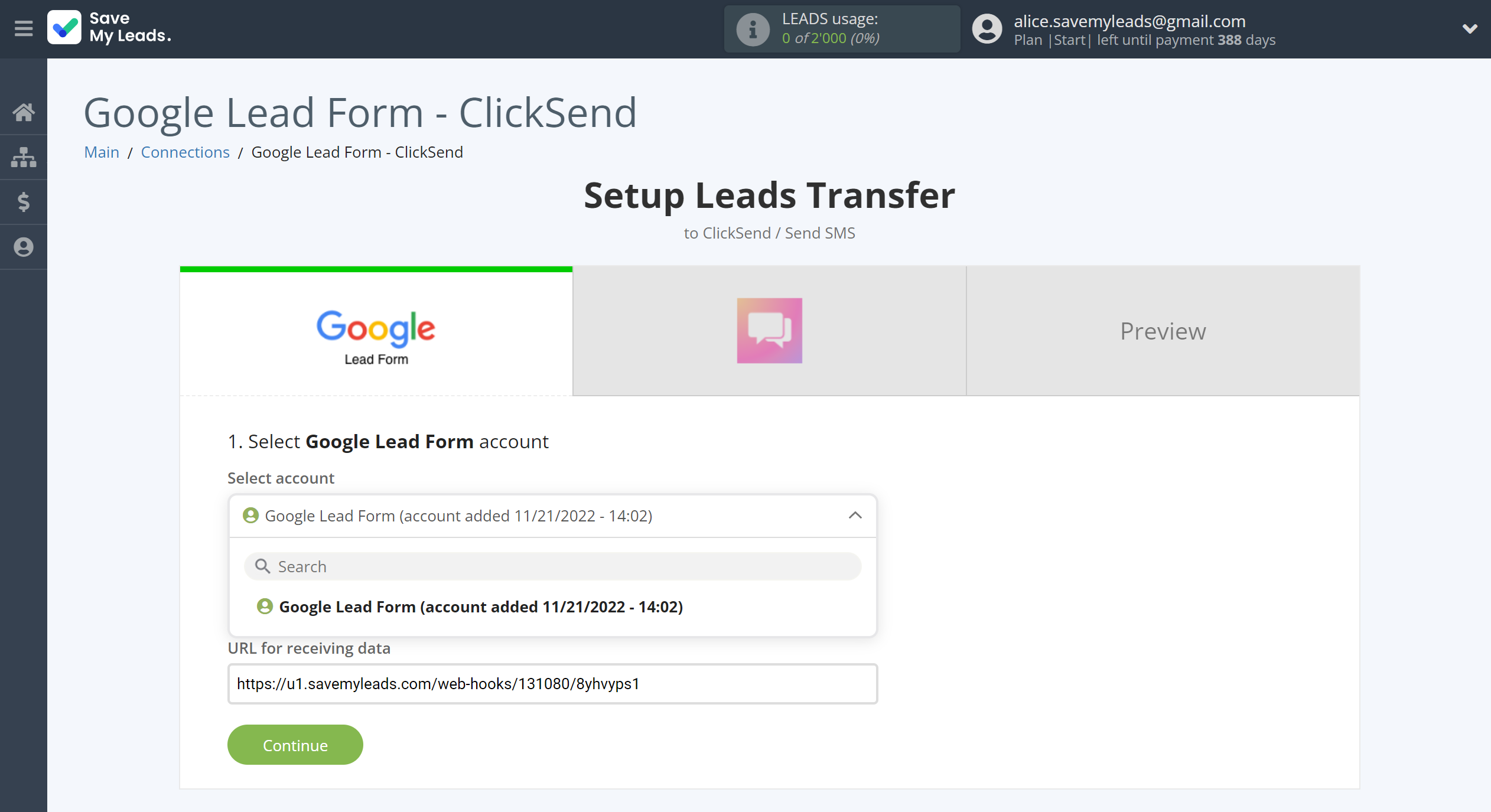 How to Connect Google Lead Form with ClickSend Send SMS | Data Source account selection How to Connect Google Lead Form with ClickSend Send SMS | Data Source account selection