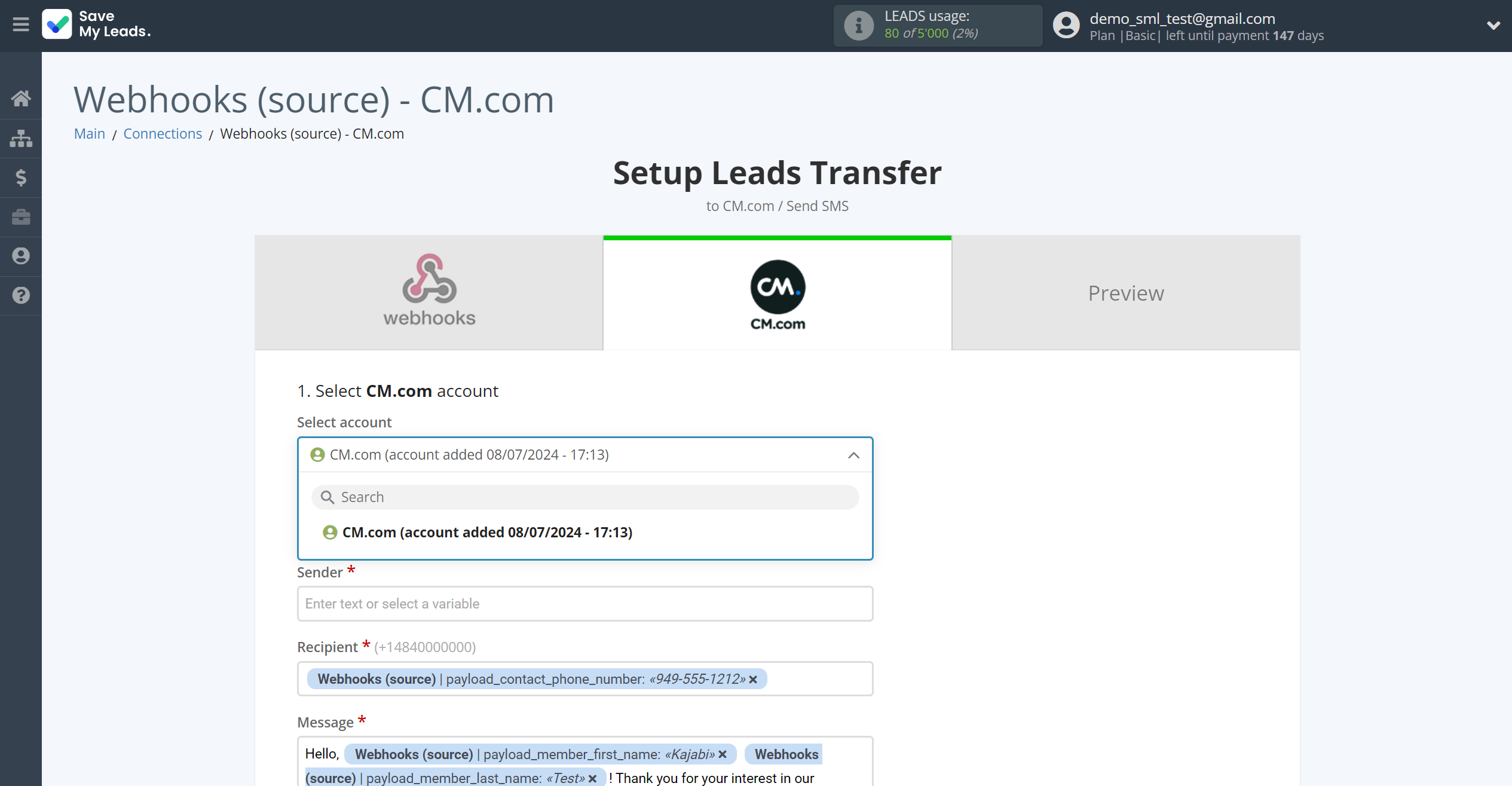 How to Connect Webhooks with CM.com | Data Destination account selection How to Connect Webhooks with CM.com | Data Destination account selection