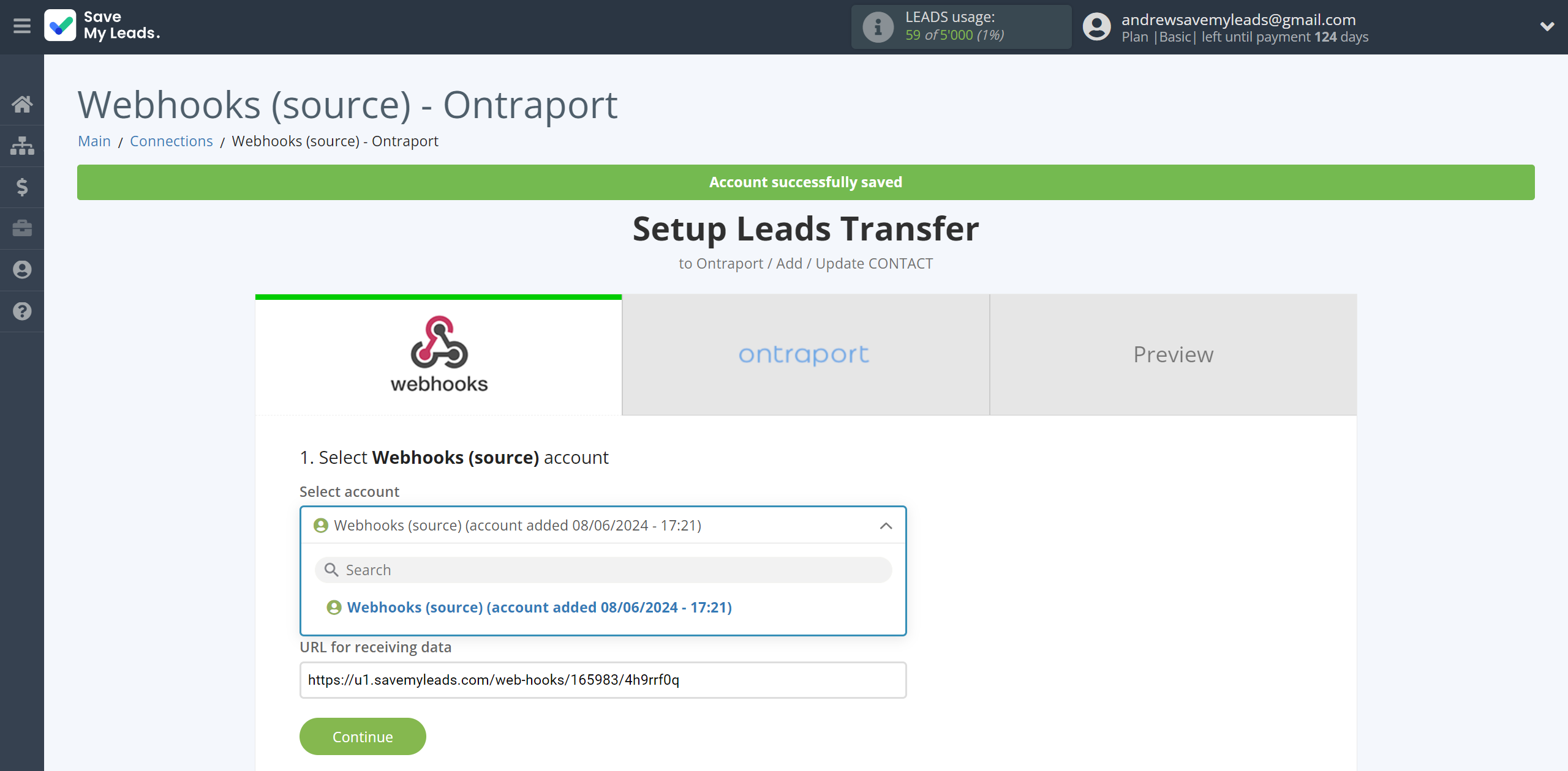 How to Connect Webhooks with Ontraport | Data Source account selection How to Connect Webhooks with Ontraport | Data Source account selection