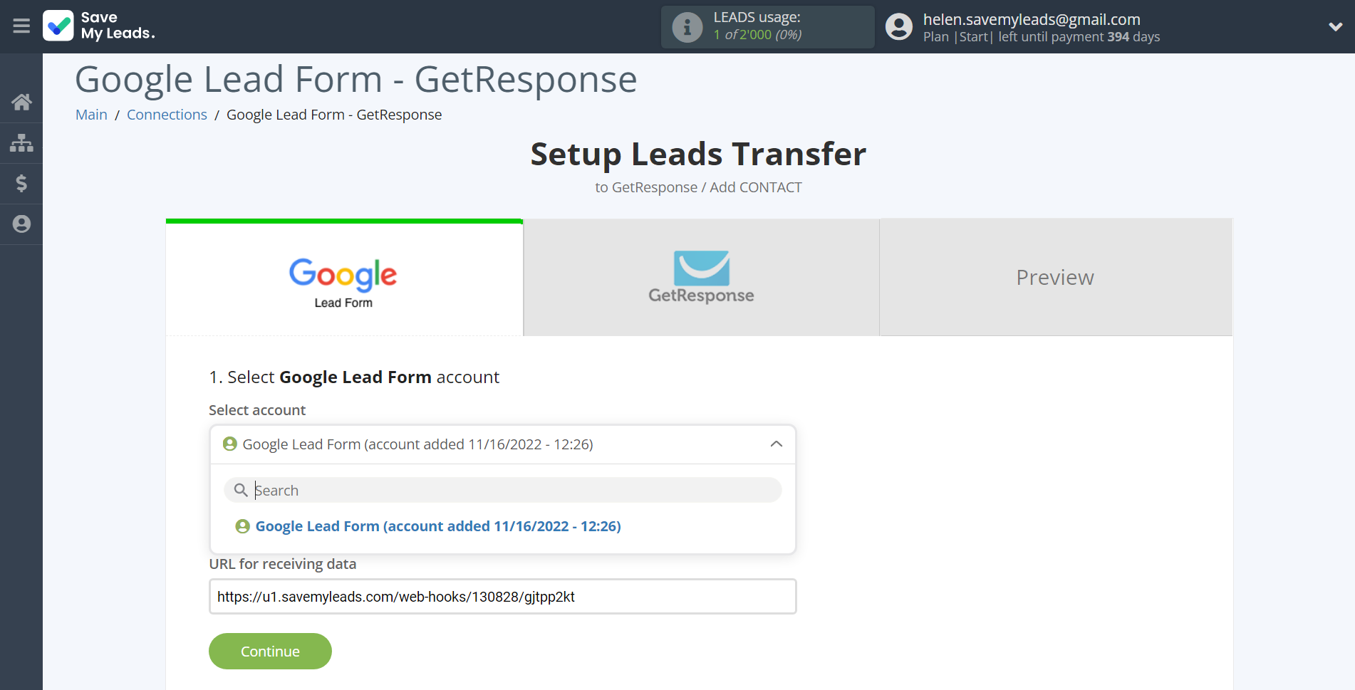 How to Connect Google Lead Form with GetResponse | Data Source account selection How to Connect Google Lead Form with GetResponse | Data Source account selection