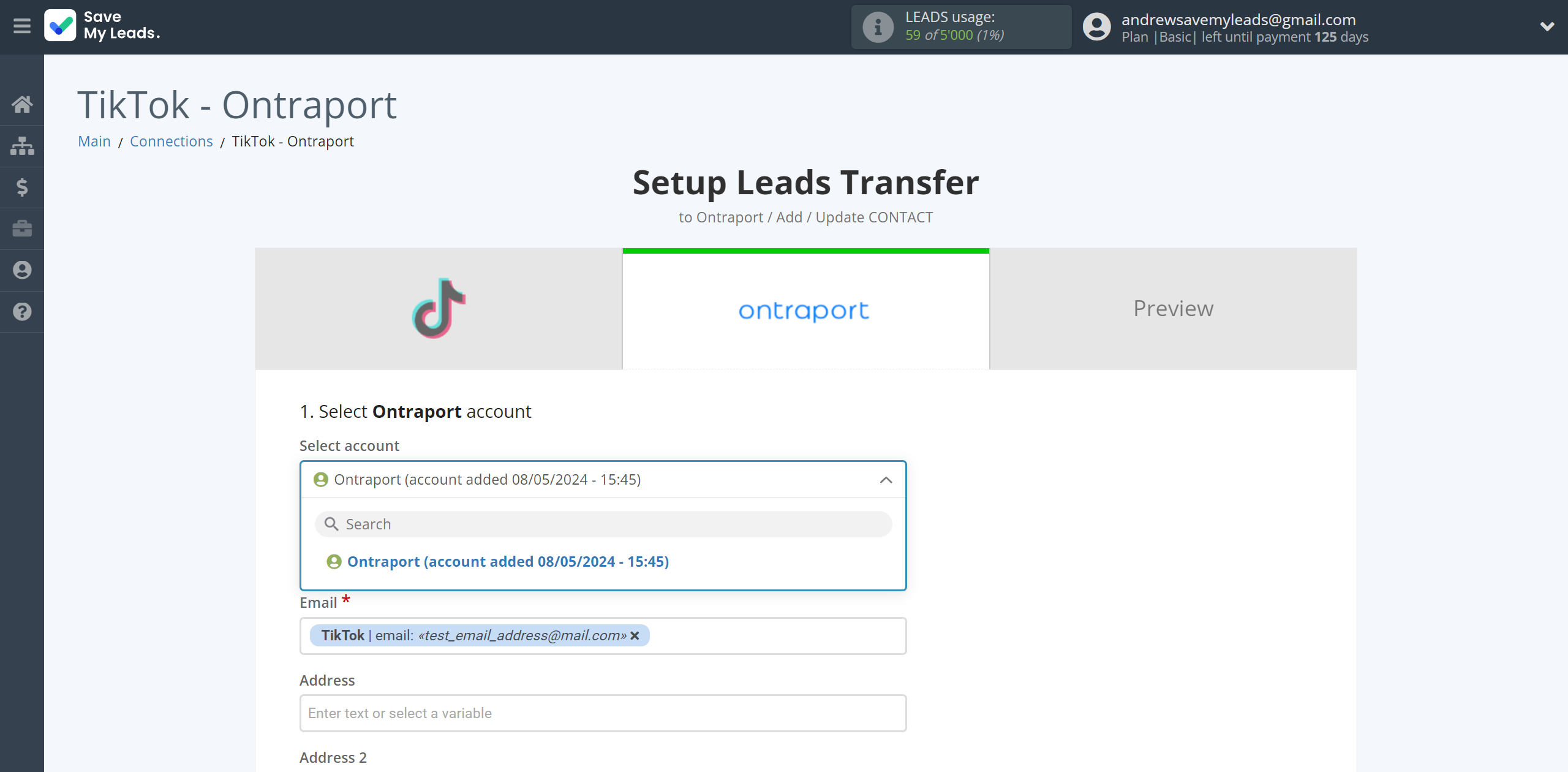 How to Connect TikTok with Ontraport | Data Destination account selection How to Connect TikTok with Ontraport | Data Destination account selection