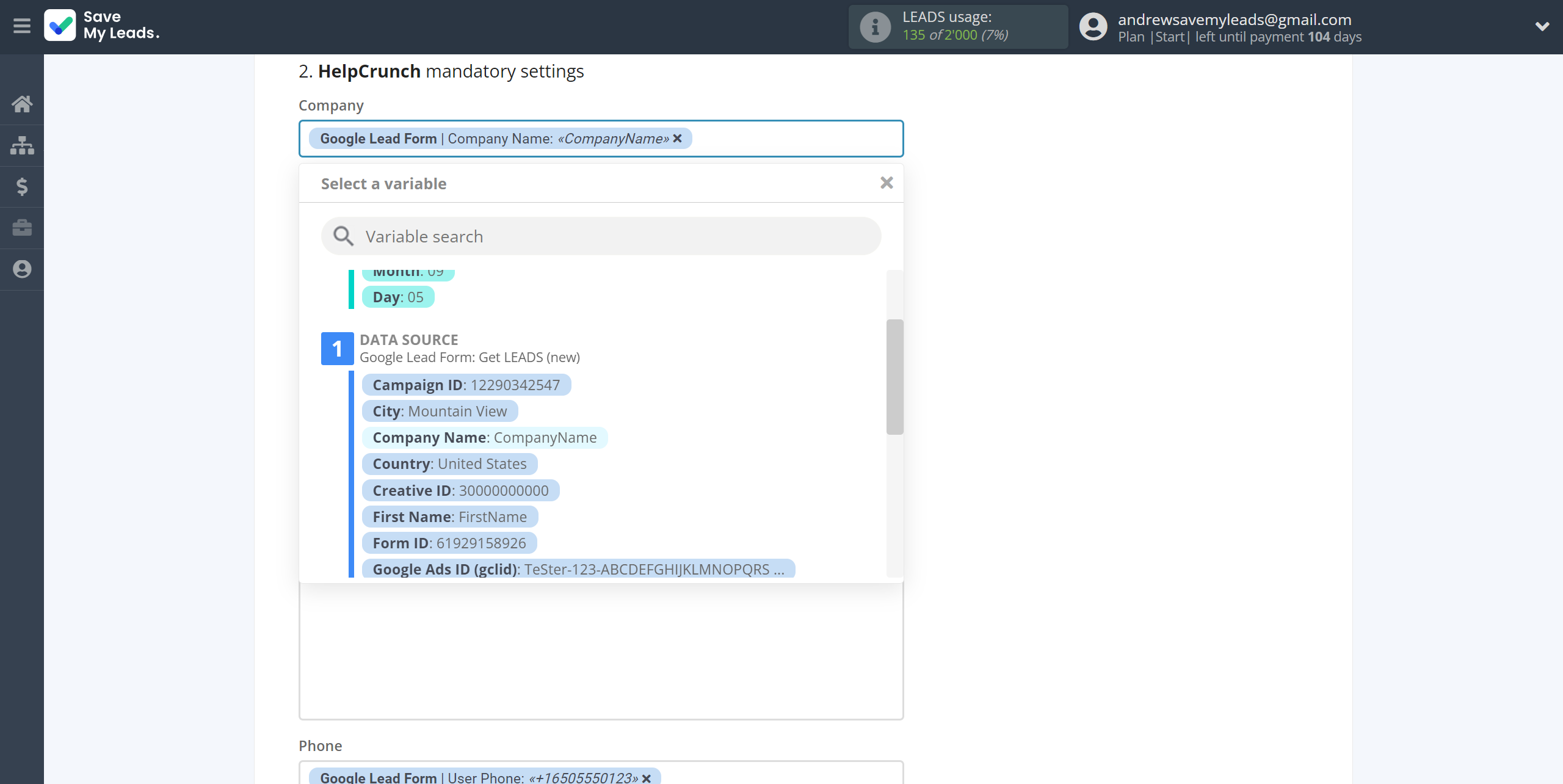 How to Connect Google Lead Form with HelpCrunch Create Contacts | Assigning fields How to Connect Google Lead Form with HelpCrunch Create Contacts | Assigning fields