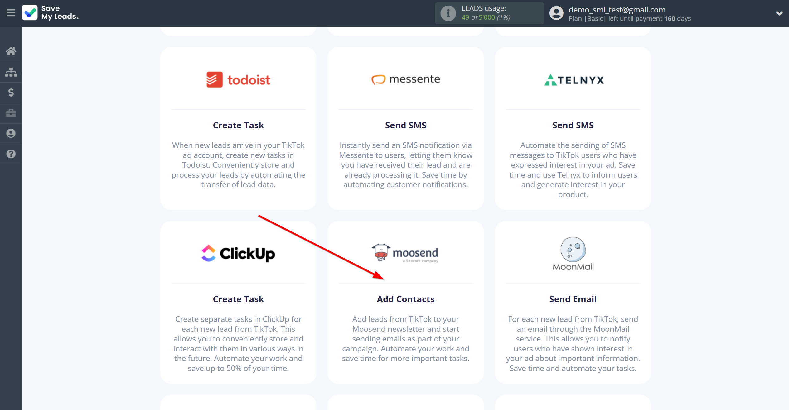 How to Connect TikTok with Moosend | Data Destination system selection How to Connect TikTok with Moosend | Data Destination system selection