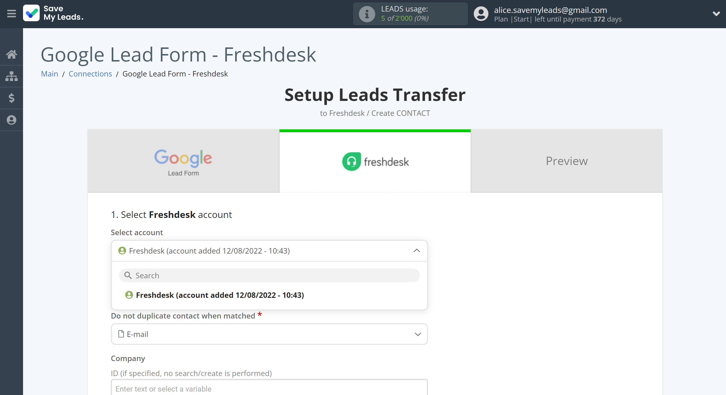How to Connect Google Lead Form with Freshdesk Create Contacts | Data Destination account selection How to Connect Google Lead Form with Freshdesk Create Contacts | Data Destination account selection