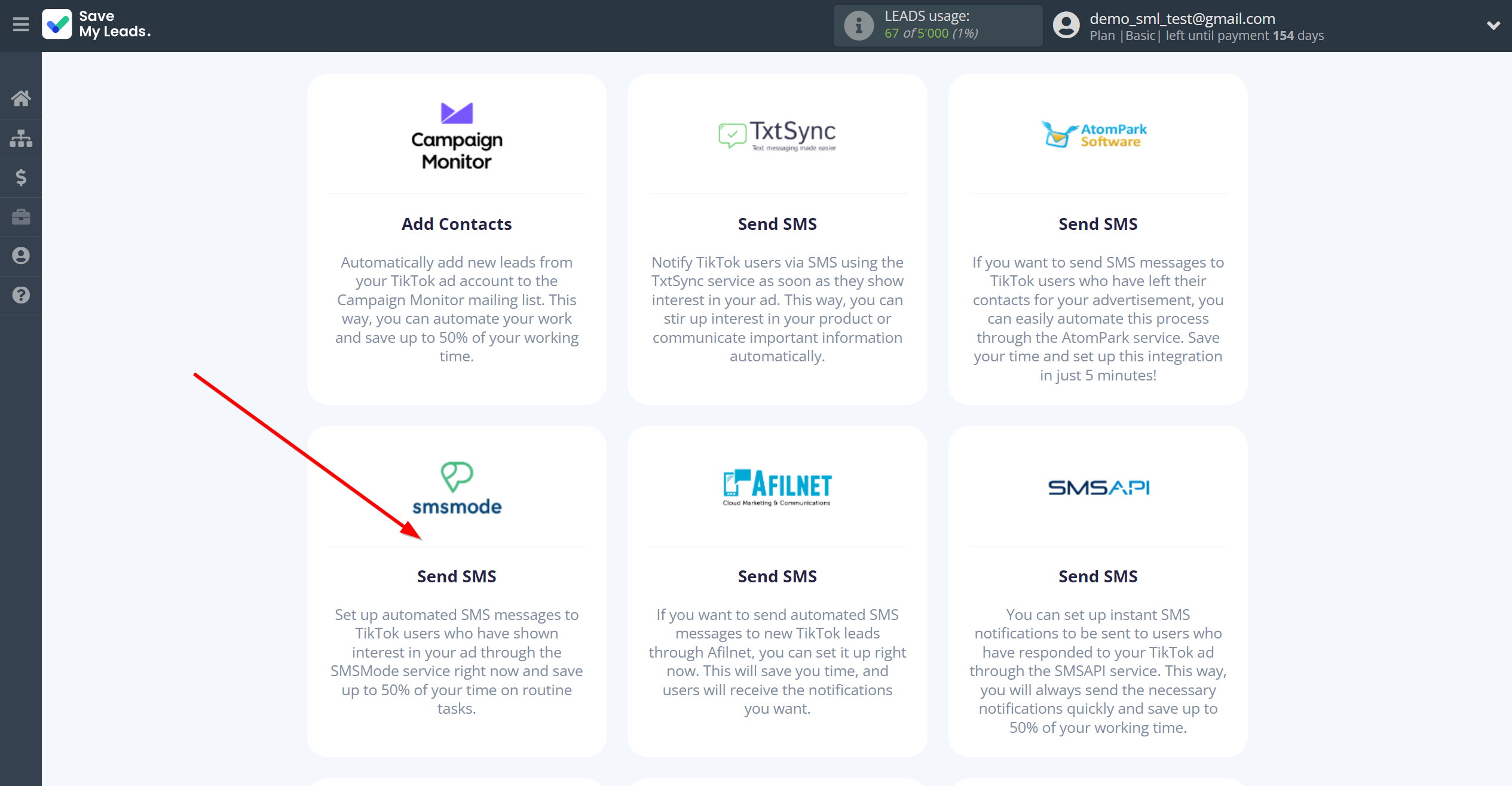 How to Connect TikTok with Smsmode | Data Destination system selection How to Connect TikTok with Smsmode | Data Destination system selection