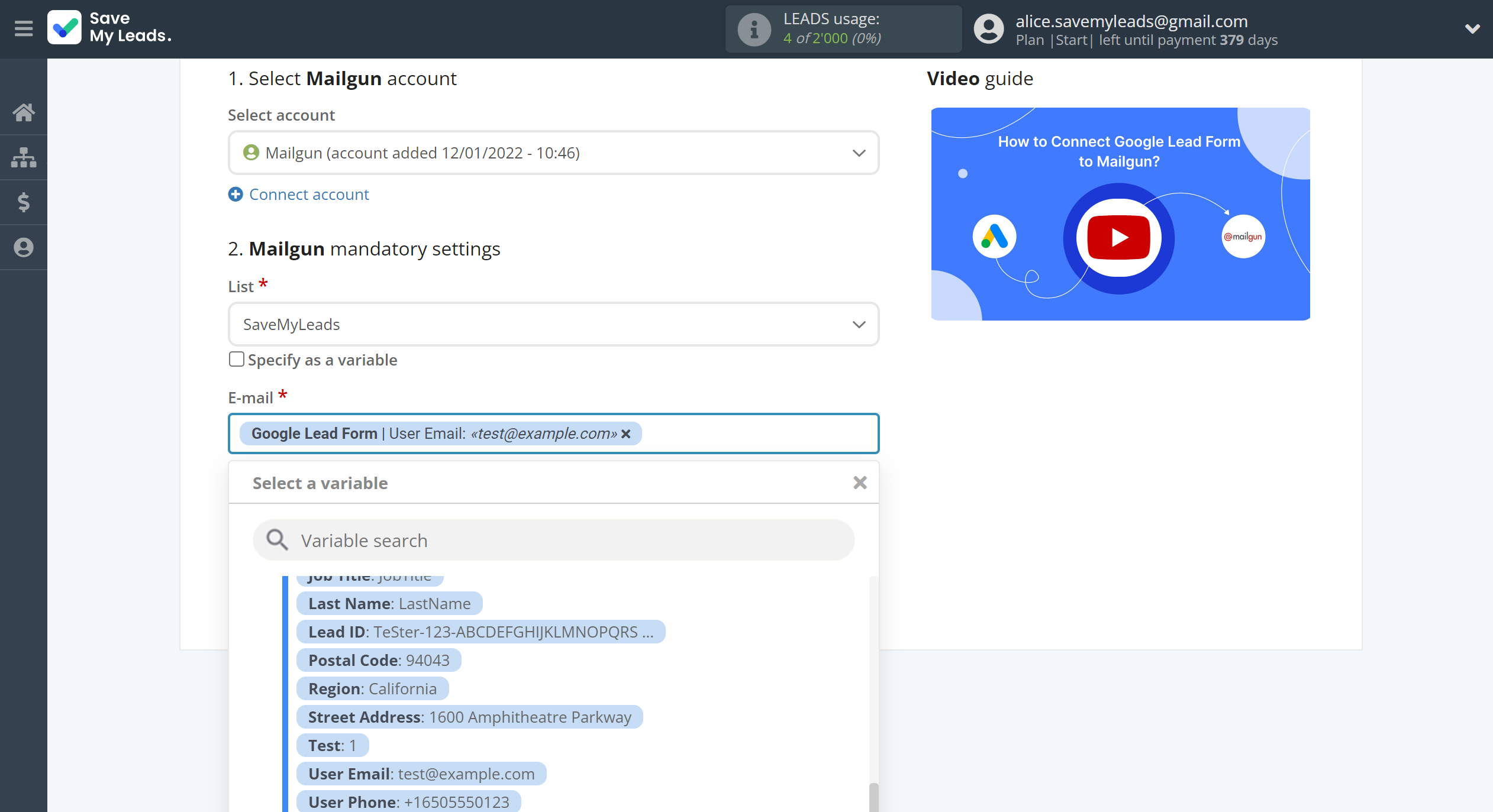 How to Connect Google Lead Form with Mailgun | Assigning fields How to Connect Google Lead Form with Mailgun | Assigning fields