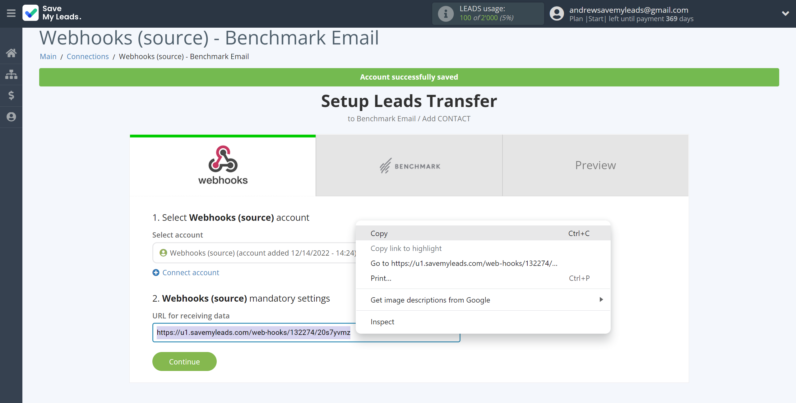 How to Connect Webhooks with Benchmark Email | Data Source account connection How to Connect Webhooks with Benchmark Email | Data Source account connection