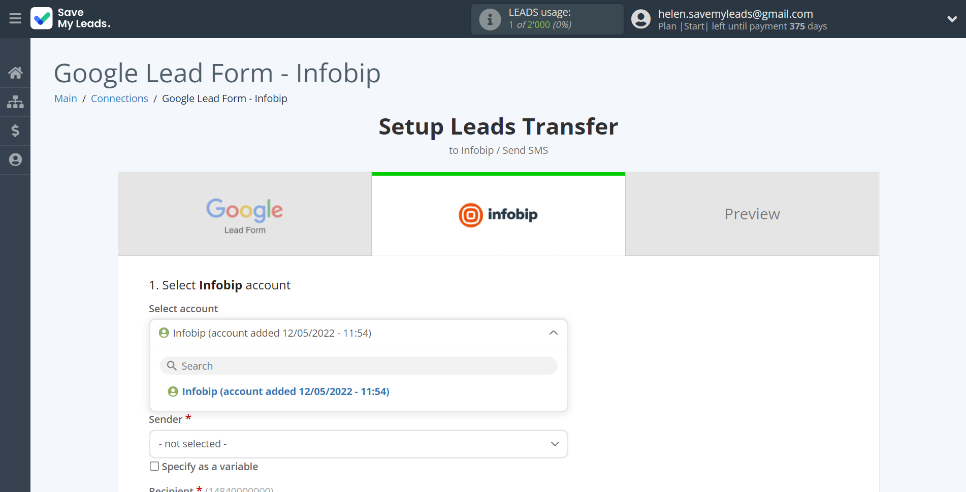 How to Connect Google Lead Form with Infobip | Data Destination account selection How to Connect Google Lead Form with Infobip | Data Destination account selection