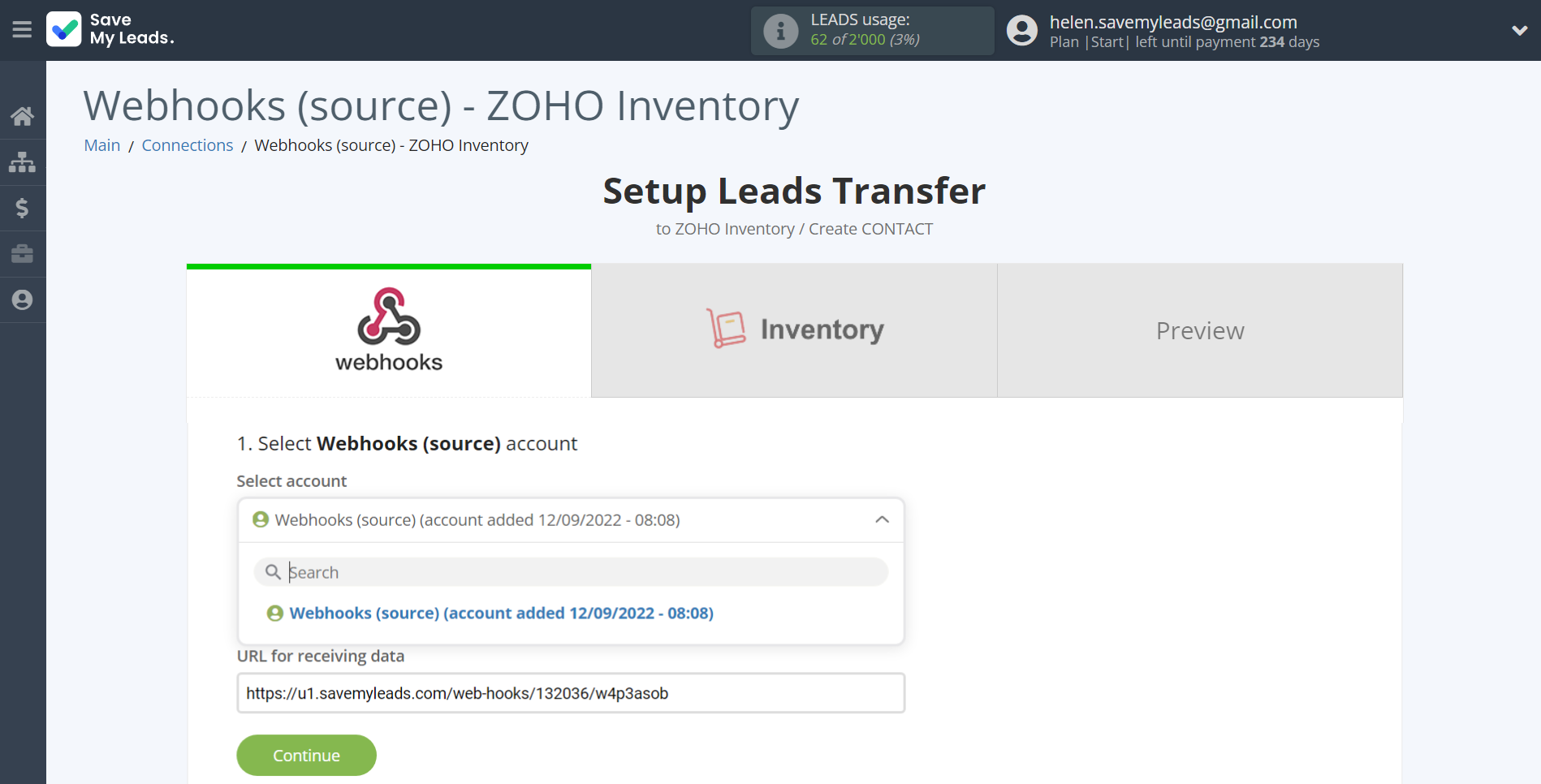 How to Connect Webhooks with Zoho Inventory Create Contacts | Data Source account selection How to Connect Webhooks with Zoho Inventory Create Contacts | Data Source account selection