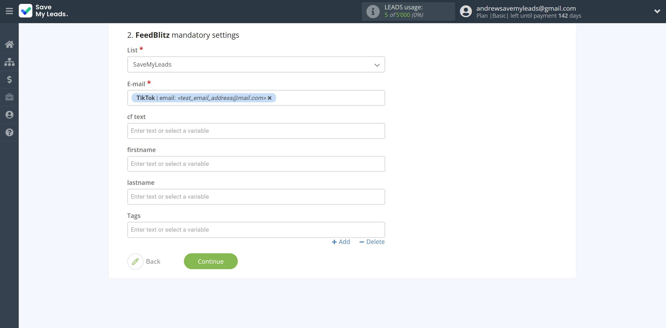 How to Connect TikTok with FeedBlitz | Assigning fields How to Connect TikTok with FeedBlitz | Assigning fields