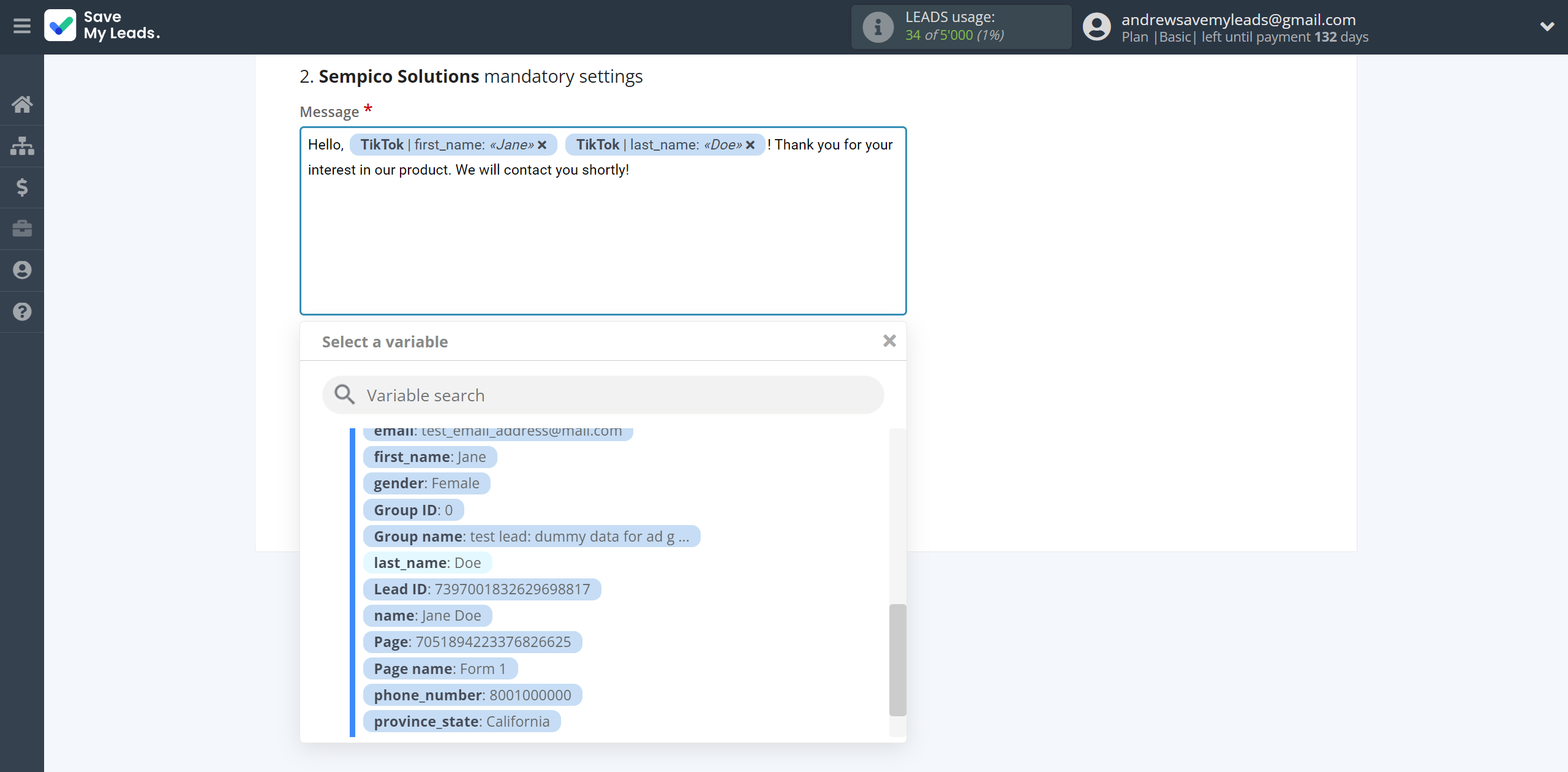 How to Connect TikTok with Sempico Solutions | Assigning fields How to Connect TikTok with Sempico Solutions | Assigning fields