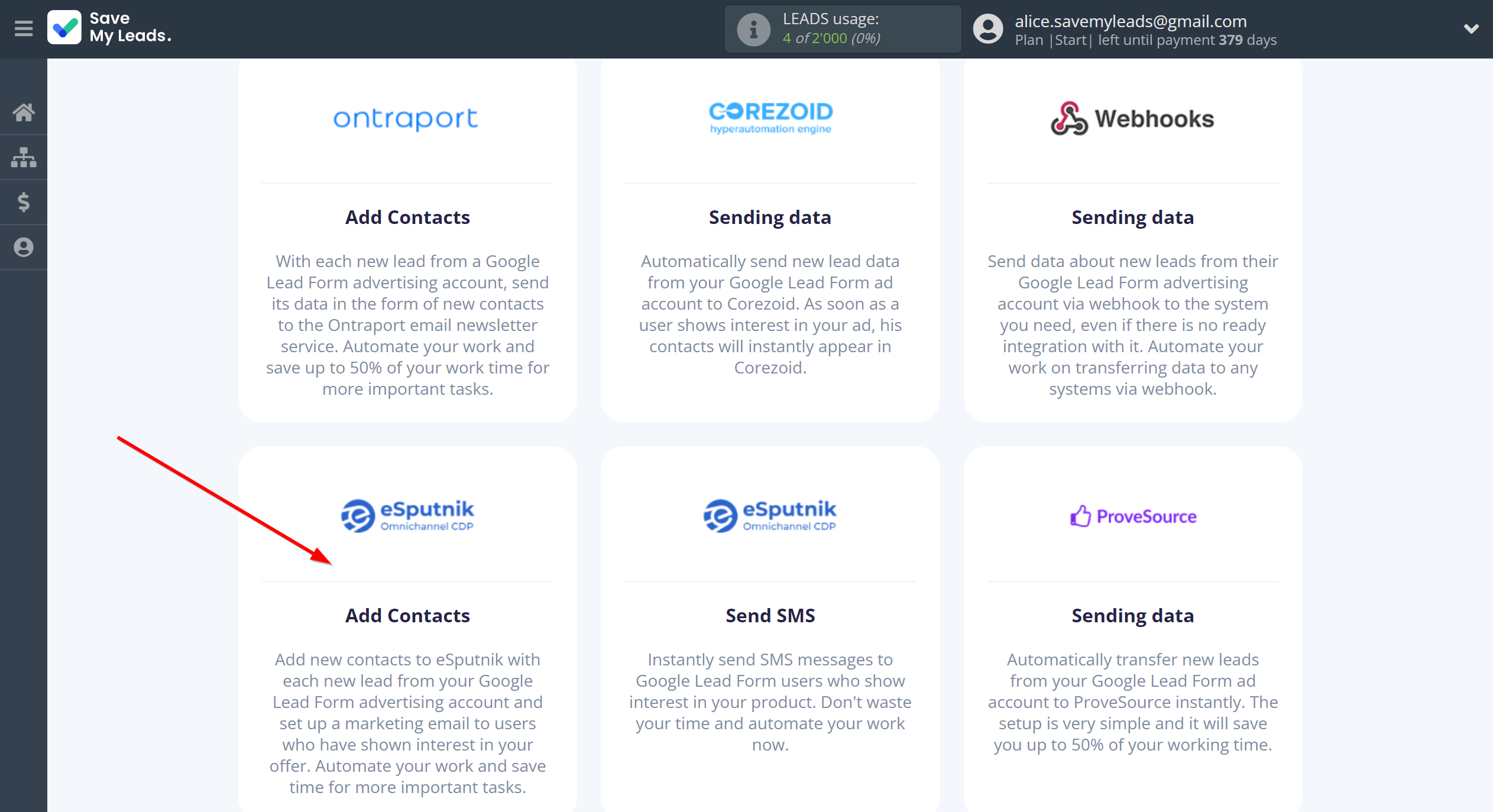 How to Connect Webhooks with eSputnik Add Contacts | Data Destination system selection How to Connect Webhooks with eSputnik Add Contacts | Data Destination system selection