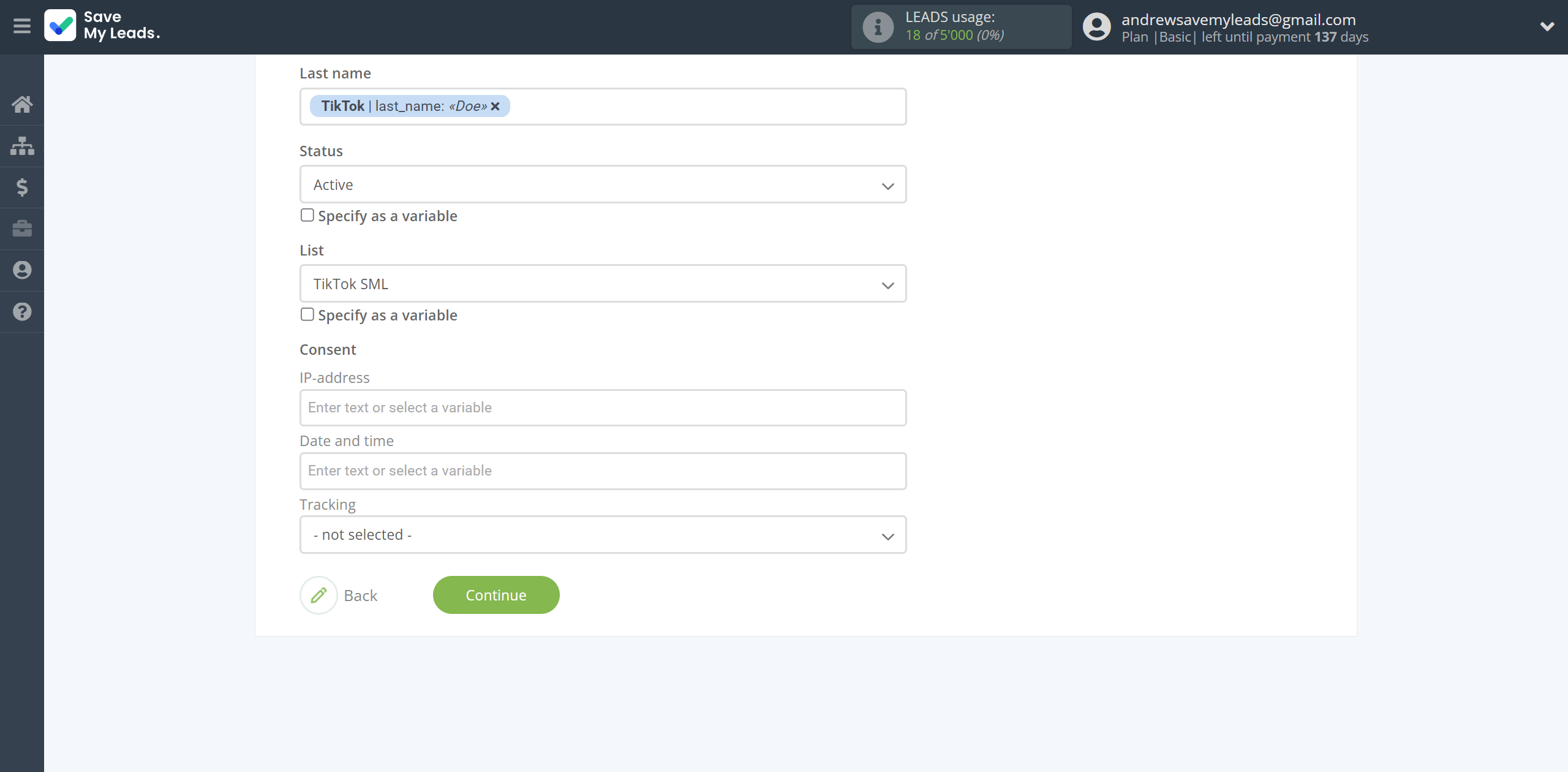 How to Connect TikTok with Elastic Email Create Contacts | Assigning fields How to Connect TikTok with Elastic Email Create Contacts | Assigning fields