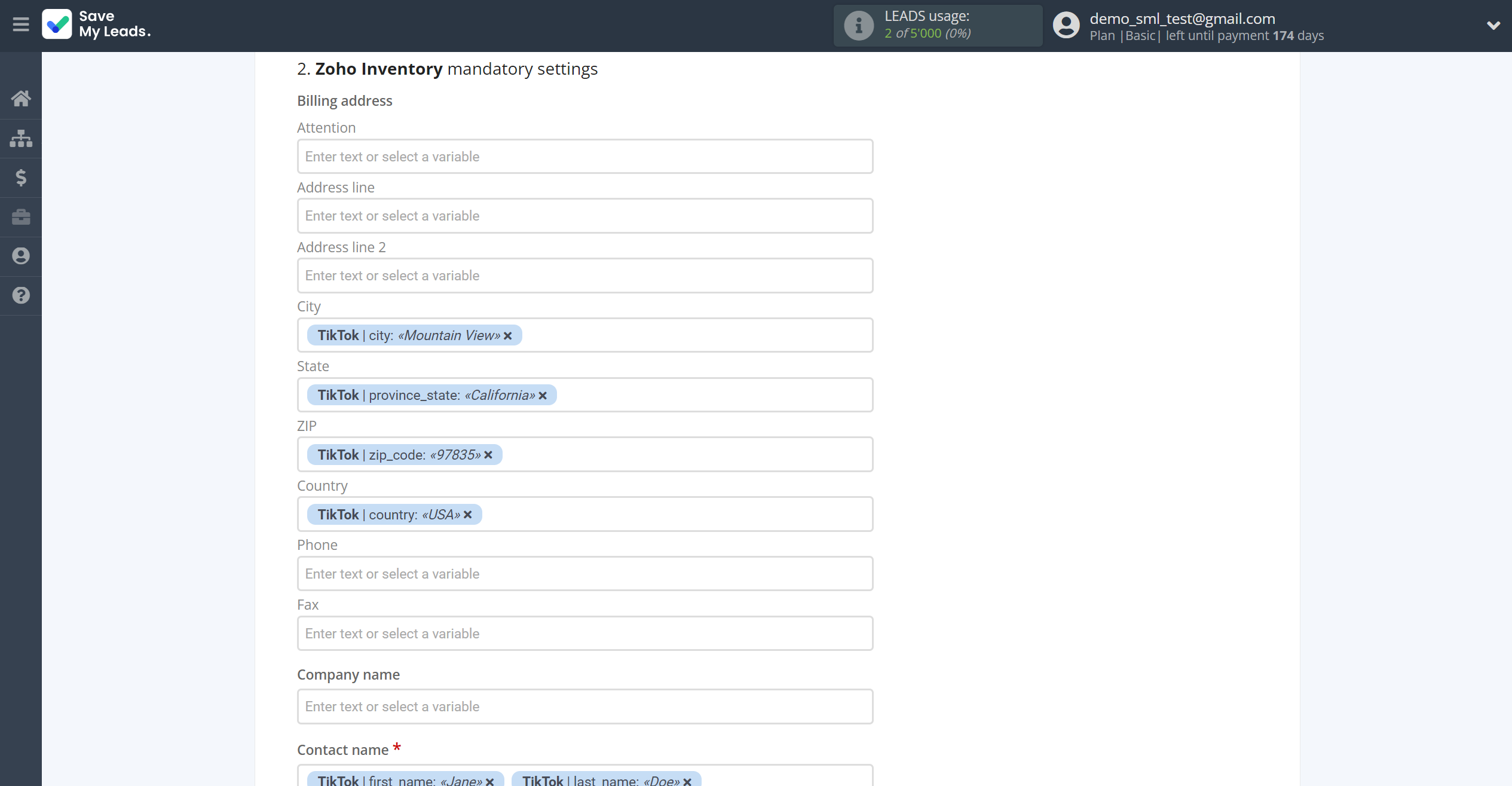 How to Connect TikTok with Zoho Inventory Create Contacts | Assigning fields How to Connect TikTok with Zoho Inventory Create Contacts | Assigning fields