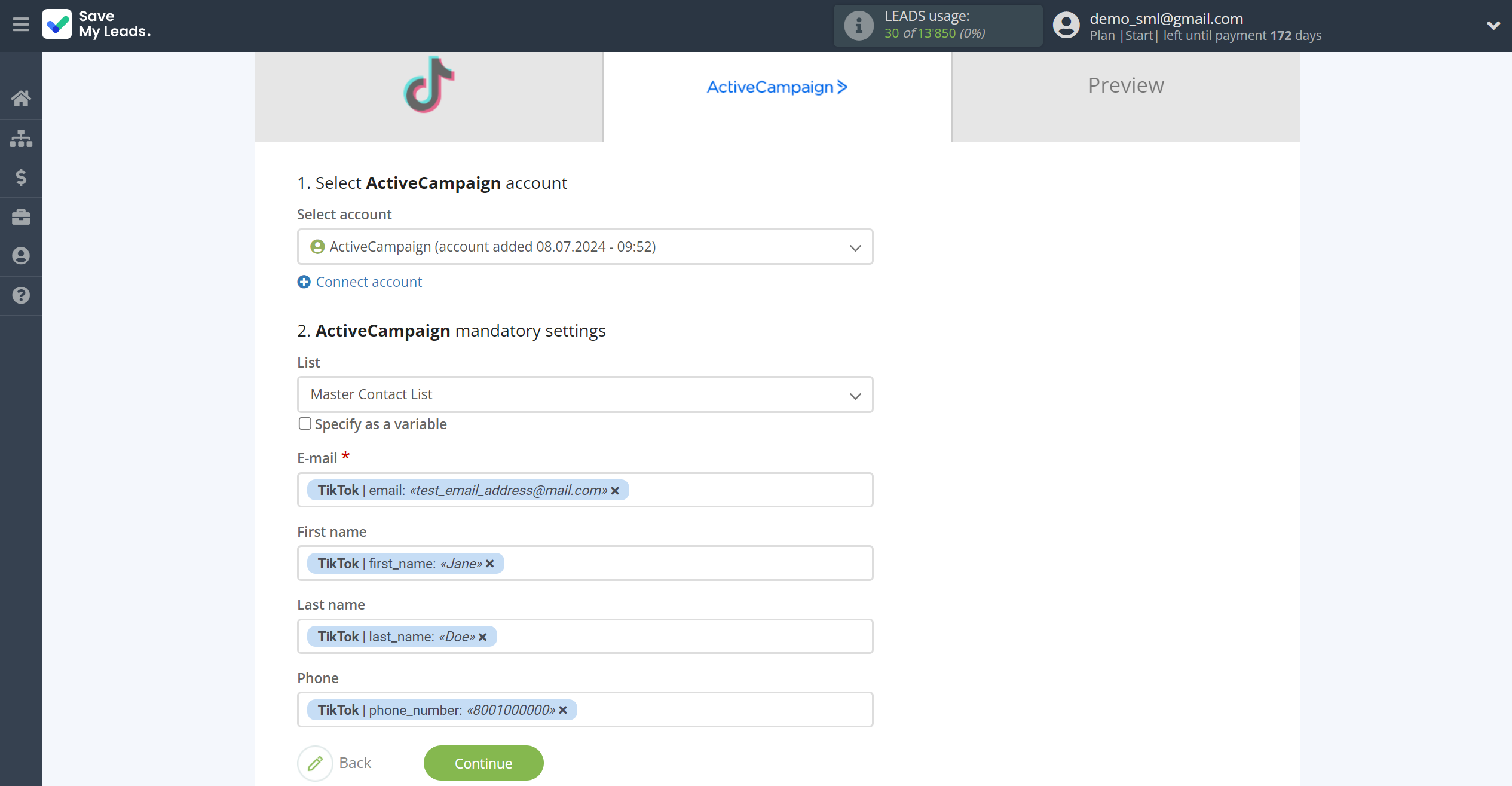 How to Connect TikTok with ActiveCampaign Create Contacts | Assigning fields How to Connect TikTok with ActiveCampaign Create Contacts | Assigning fields