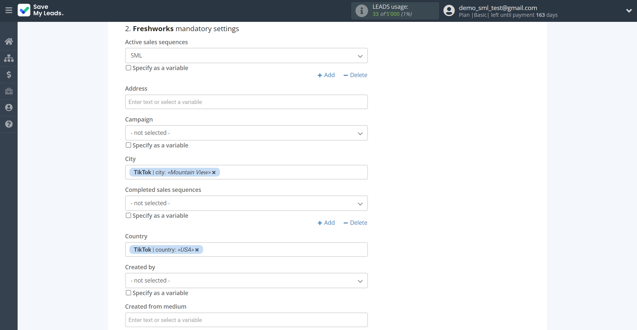 How to Connect TikTok with Freshworks Create Contacts | Assigning fields How to Connect TikTok with Freshworks Create Contacts | Assigning fields