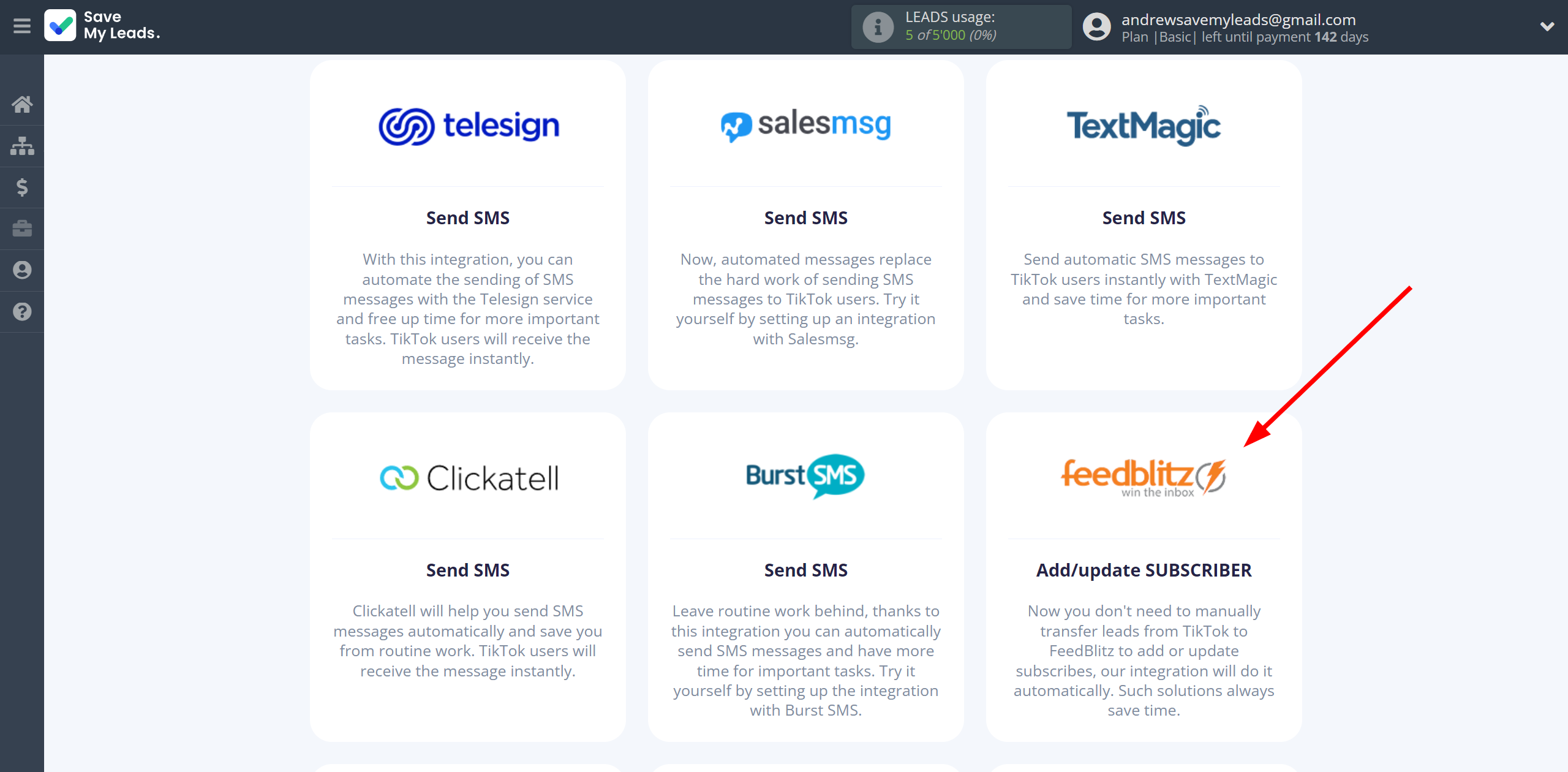 How to Connect TikTok with FeedBlitz | Data Destination system selection How to Connect TikTok with FeedBlitz | Data Destination system selection
