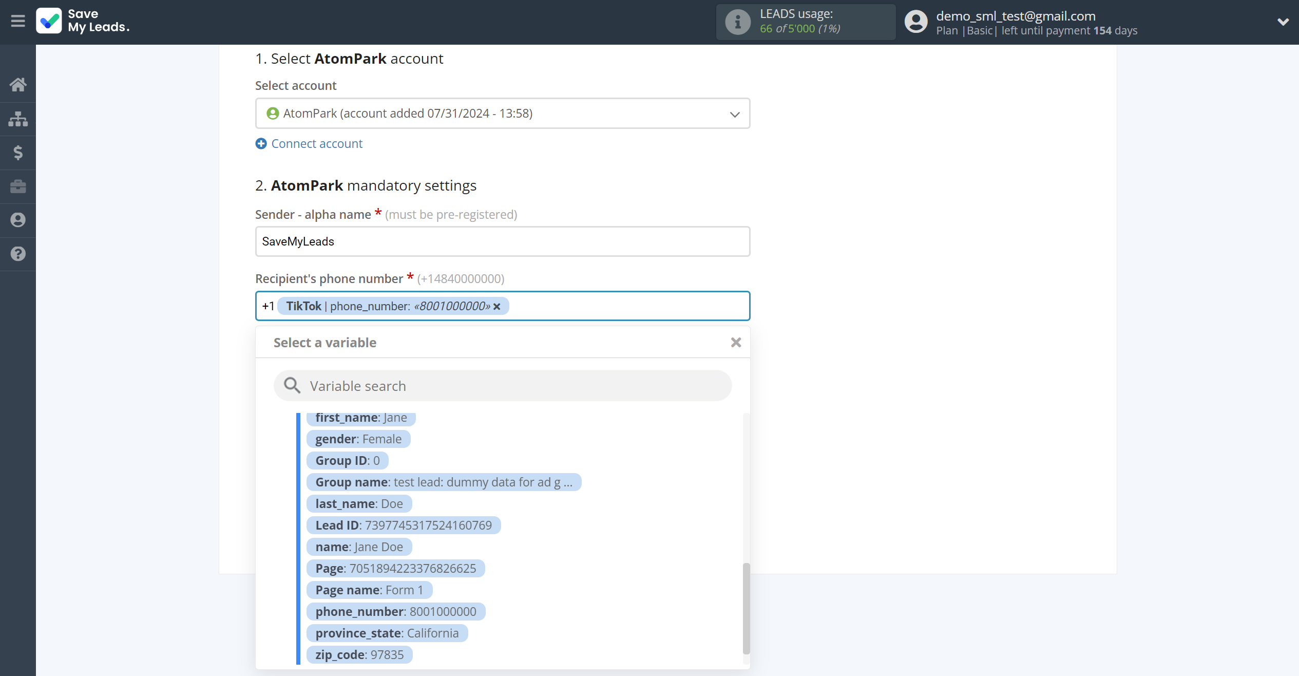 How to Connect TikTok with AtomPark | Assigning fields How to Connect TikTok with AtomPark | Assigning fields