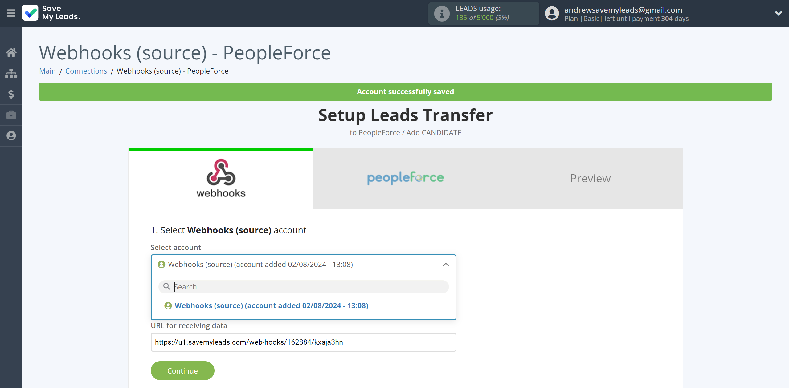 How to Connect Webhooks with PeopleForce Add Candidate | Data Source account selection How to Connect Webhooks with PeopleForce Add Candidate | Data Source account selection