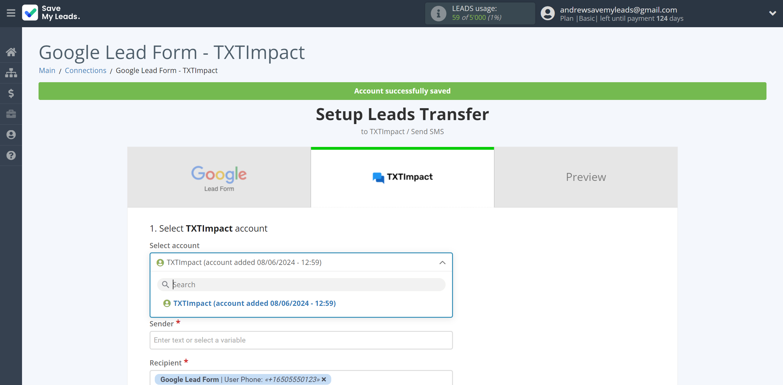How to Connect Google Lead Form with TXTImpact | Data Destination account selection How to Connect Google Lead Form with TXTImpact | Data Destination account selection