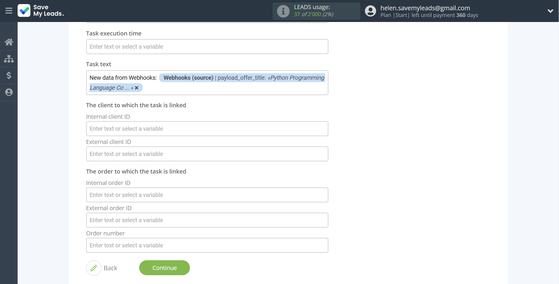 How to Connect Webhooks with Simla Create Task | Assigning fields How to Connect Webhooks with Simla Create Task | Assigning fields
