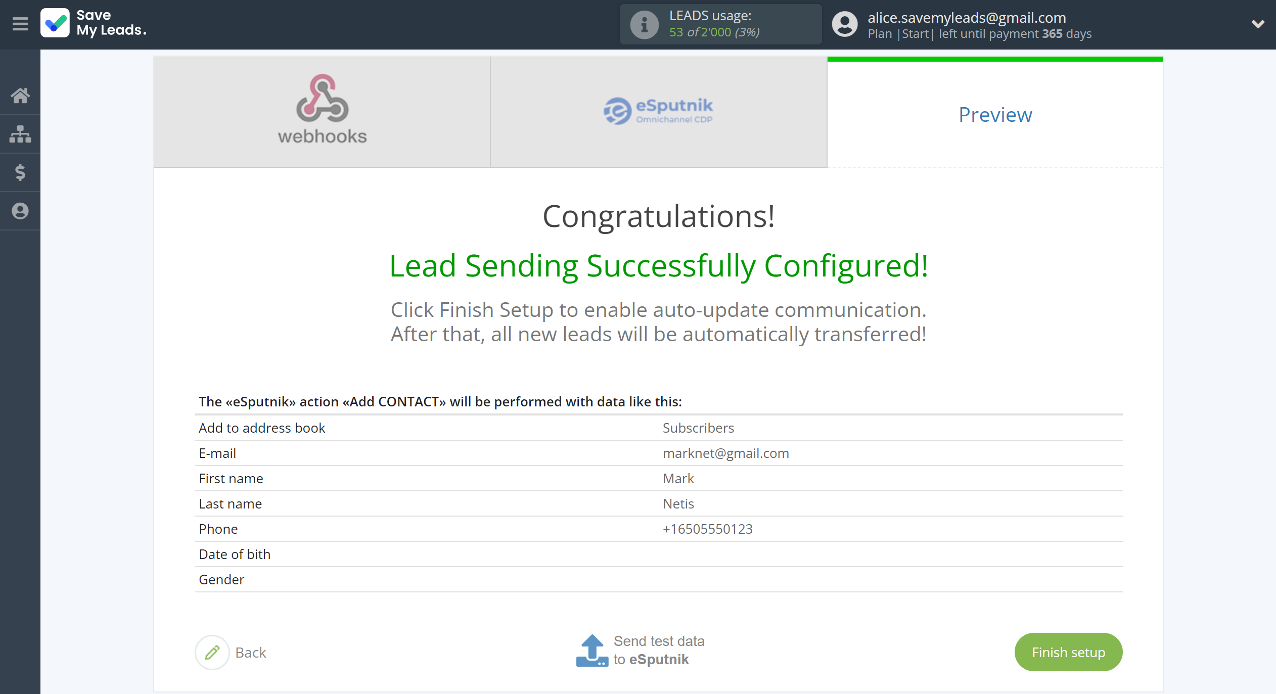 How to Connect Webhooks with eSputnik Add Contacts | Test data How to Connect Webhooks with eSputnik Add Contacts | Test data