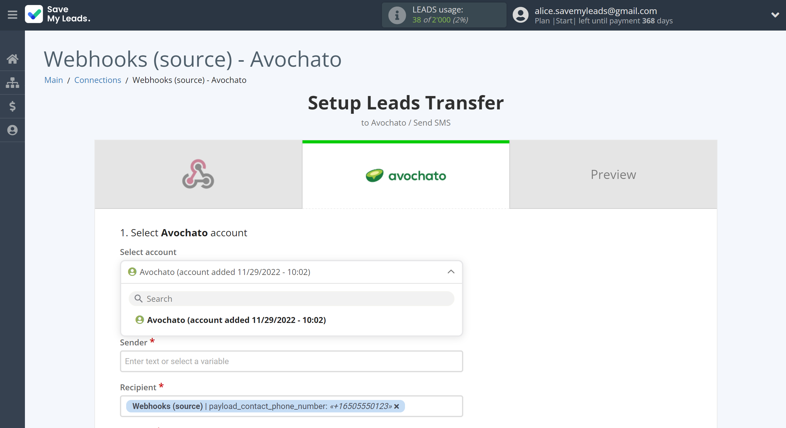 How to Connect Webhooks with Avochato | Data Destination account selection How to Connect Webhooks with Avochato | Data Destination account selection