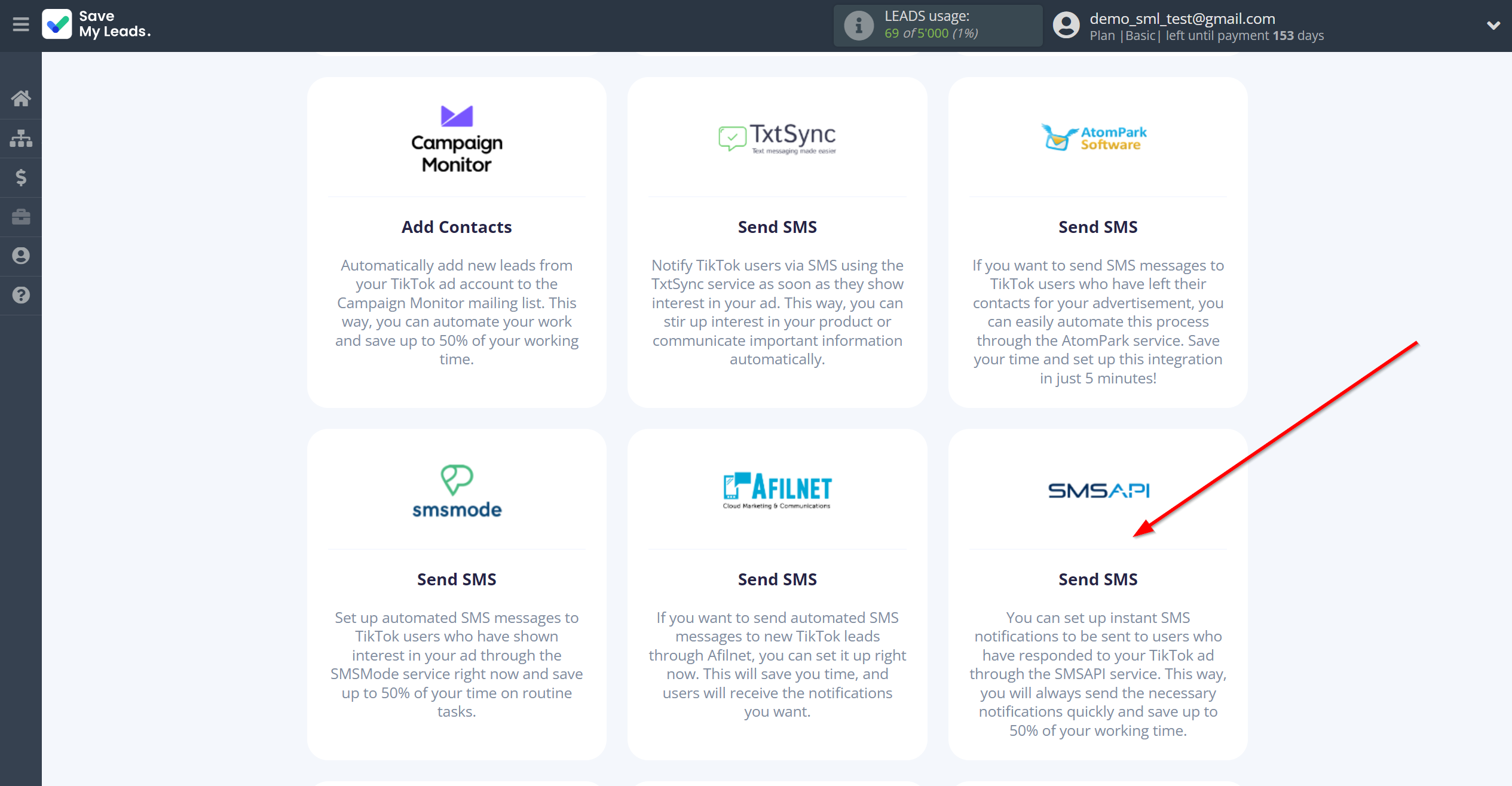 How to Connect TikTok with SMSAPI | Data Destination system selection How to Connect TikTok with SMSAPI | Data Destination system selection