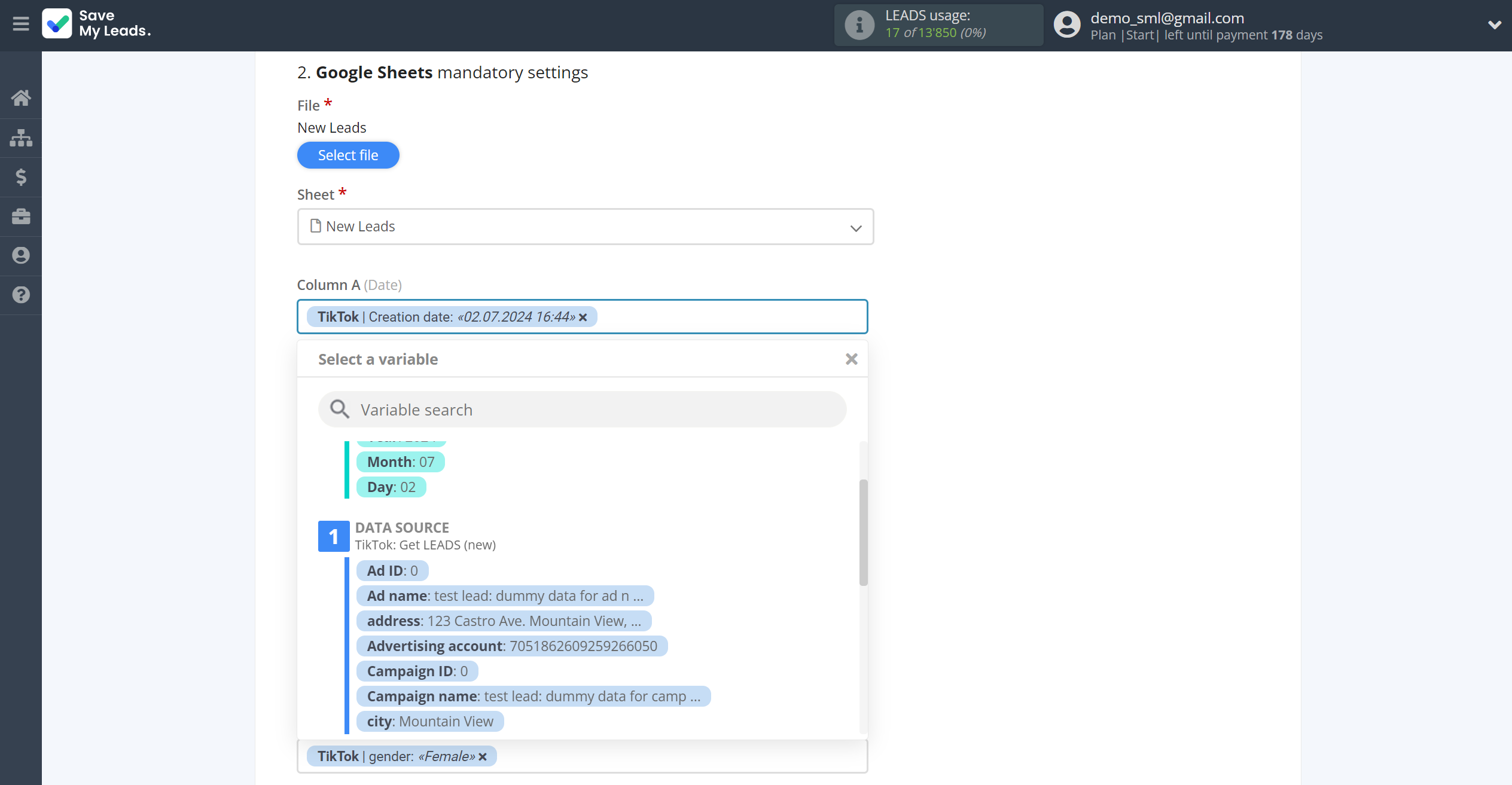 How to Connect TikTok with Google Sheets | Assigning fields How to Connect TikTok with Google Sheets | Assigning fields