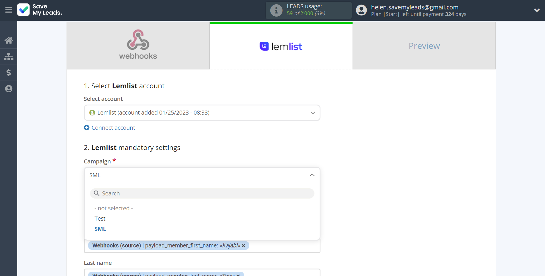 How to Connect Webhooks with Lemlist | Assigning fields How to Connect Webhooks with Lemlist | Assigning fields