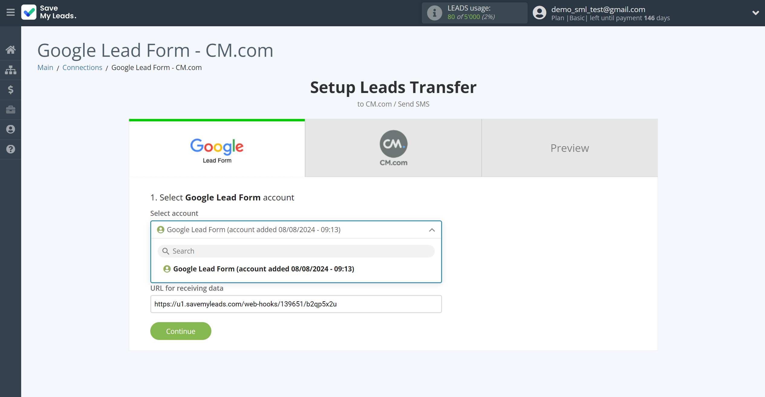 How to Connect Google Lead Form with CM.com | Data Source account selection How to Connect Google Lead Form with CM.com | Data Source account selection
